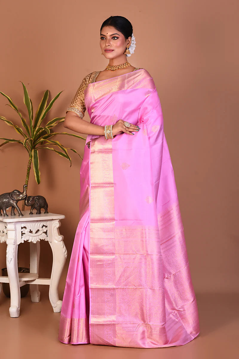 Light Pink Pure Kanjivaram Saree - Keya Seth Exclusive