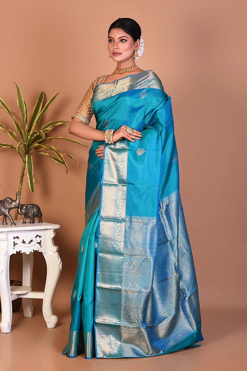 Sky Blue Pure Kanjivaram Saree - Keya Seth Exclusive