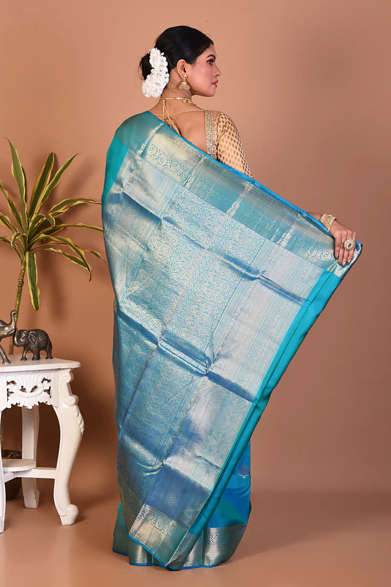 Sky Blue Pure Kanjivaram Saree - Keya Seth Exclusive