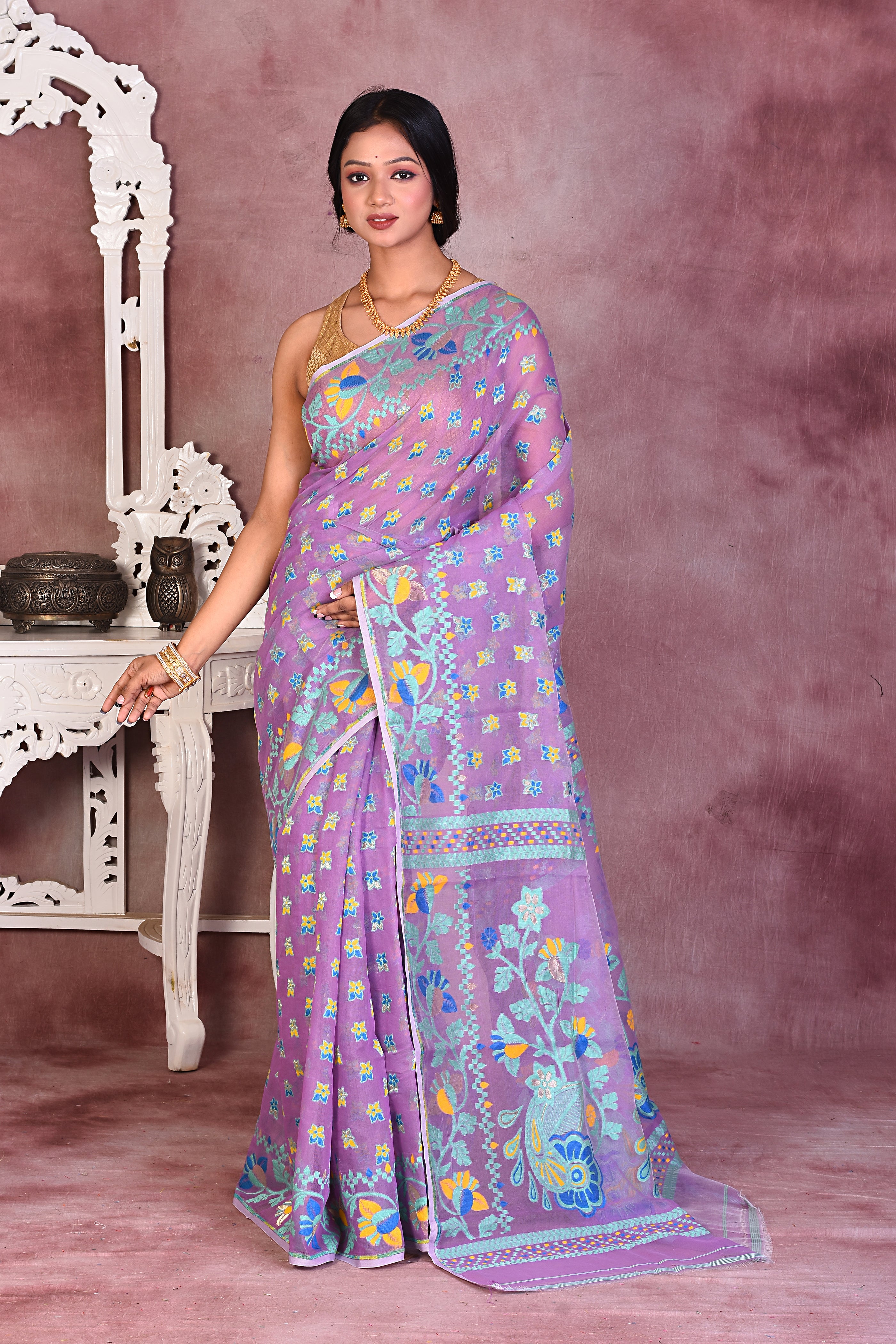 Elegant Purple Jamdani Saree - Keya Seth Exclusive