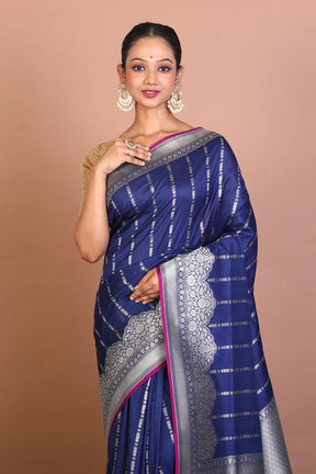 Navy Blue Blended Organza Saree - Keya Seth Exclusive