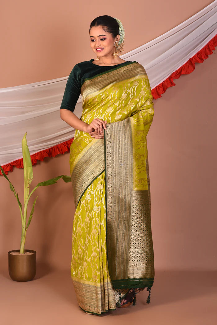 Green Blended Khaddi Saree - Keya Seth Exclusive