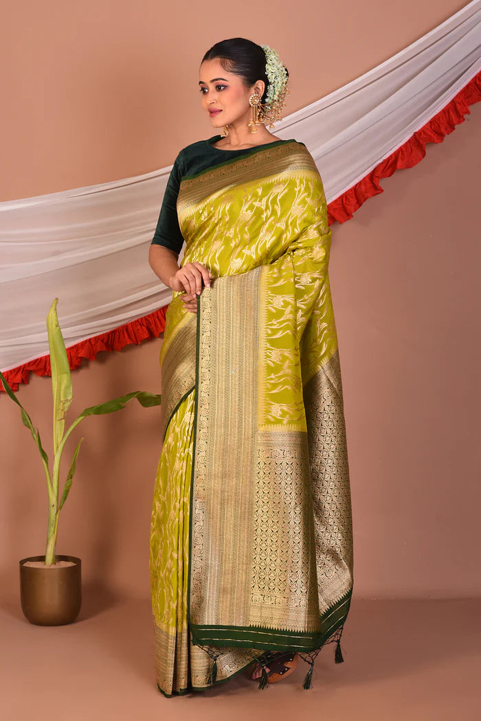 Green Blended Khaddi Saree - Keya Seth Exclusive