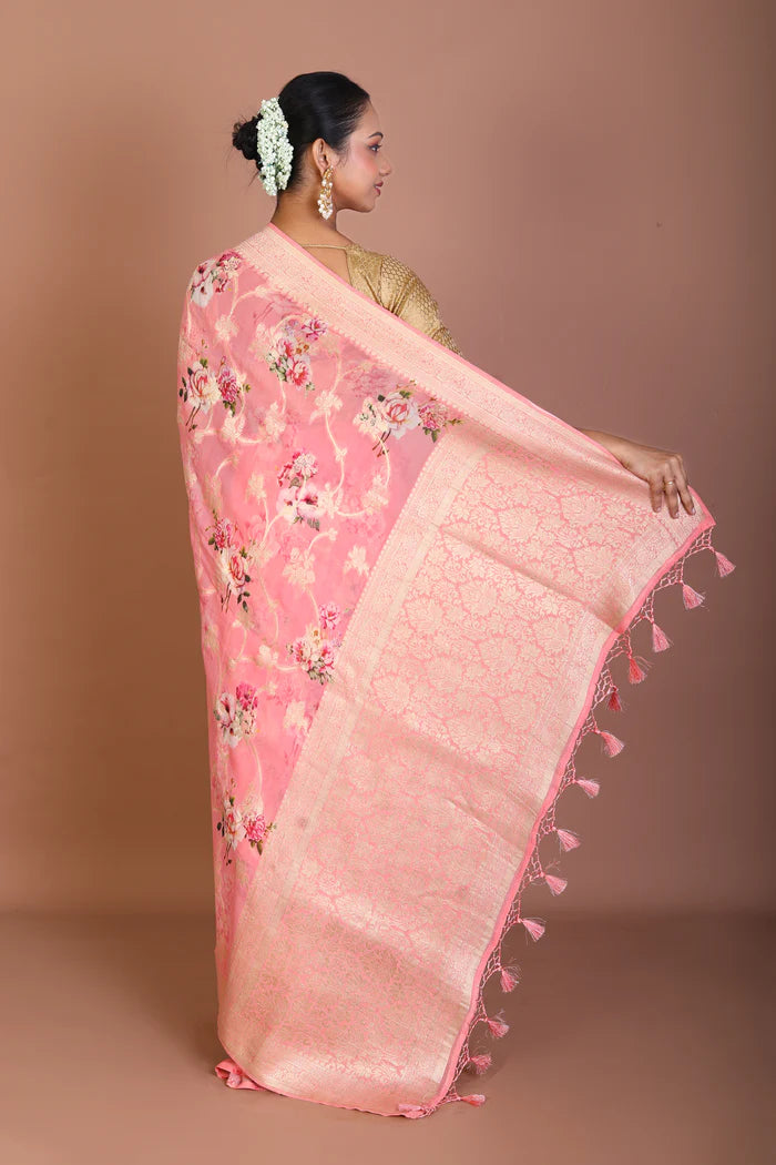 Peach Blended Khaddi Saree - Keya Seth Exclusive
