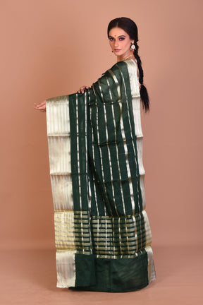 Deep Green Fancy Blended Tissue Saree with Blouse Piece - Keya Seth Exclusive