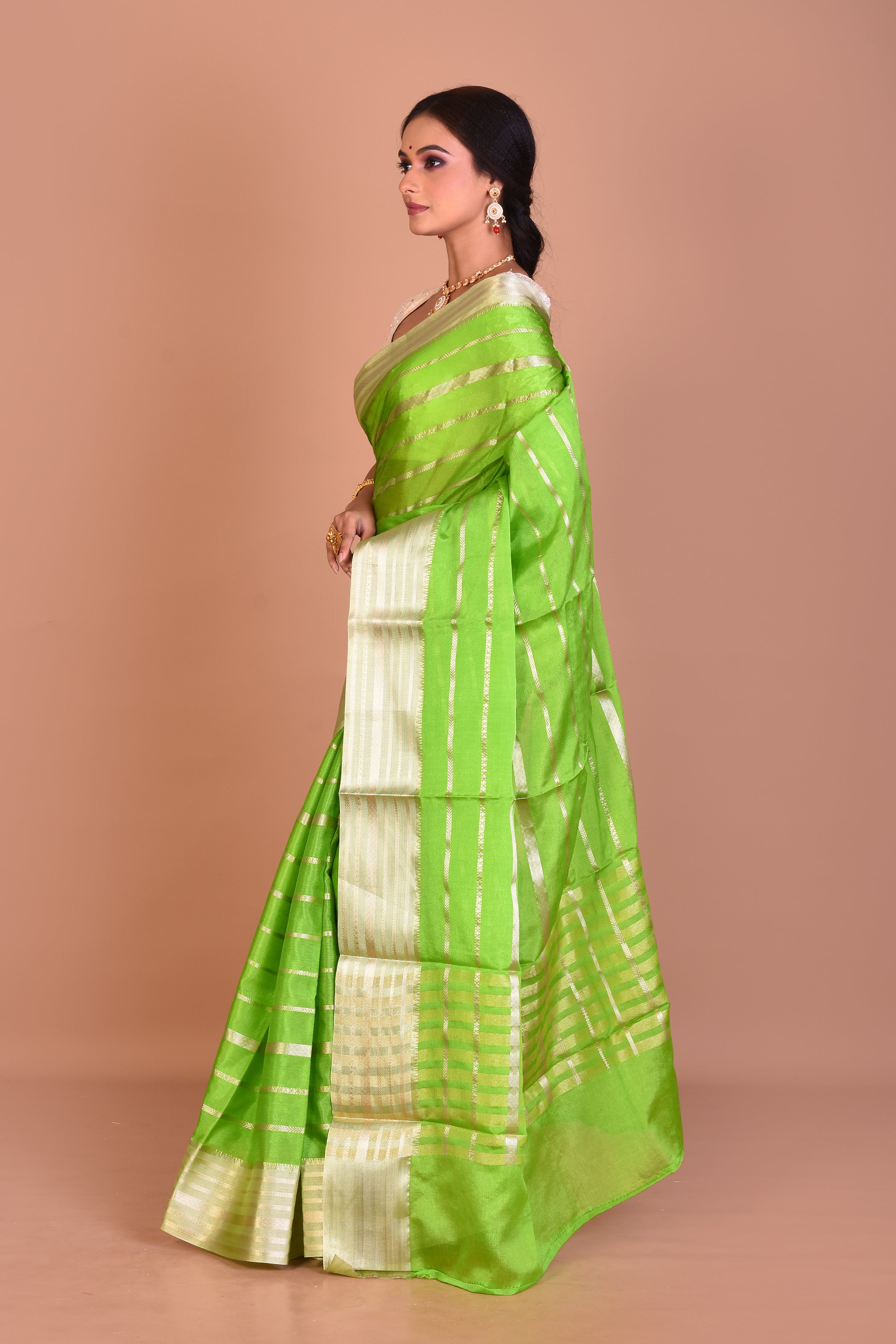 Light Green Fancy Blended Tissue Saree With Blouse Piece - Keya Seth Exclusive