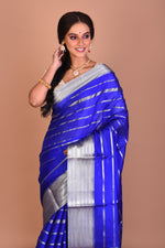 Load image into Gallery viewer, Blue Fancy Blended Tissue Saree With Blouse Piece - Keya Seth Exclusive
