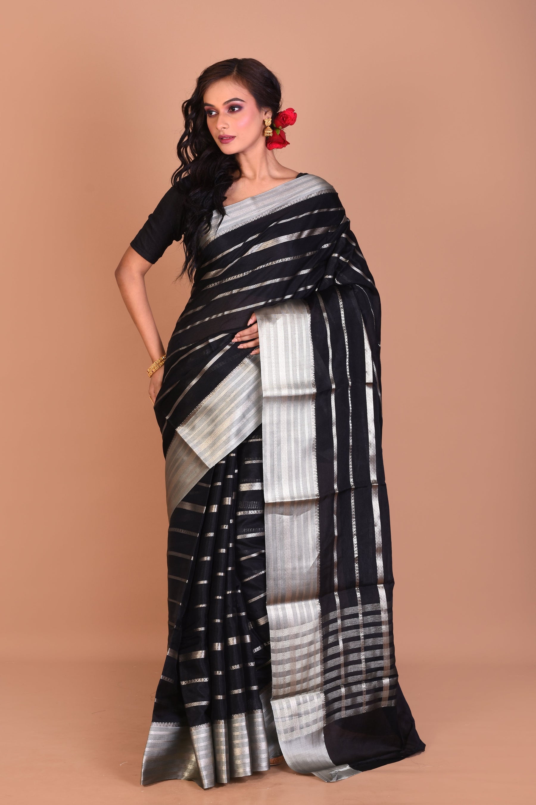 Black Fancy Blended Tissue Saree - Keya Seth Exclusive