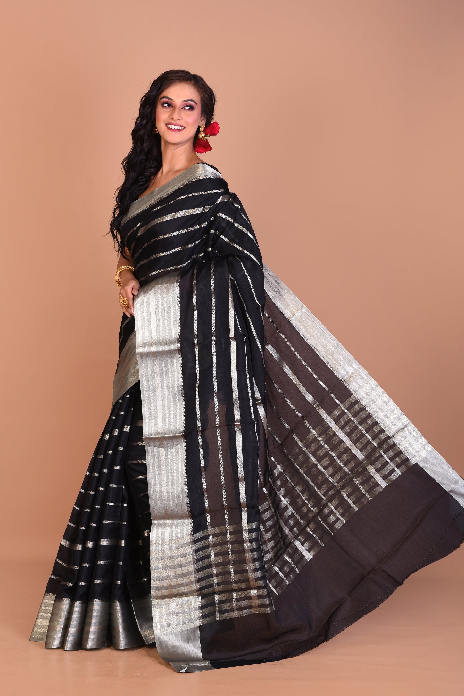 Black Fancy Blended Tissue Saree - Keya Seth Exclusive