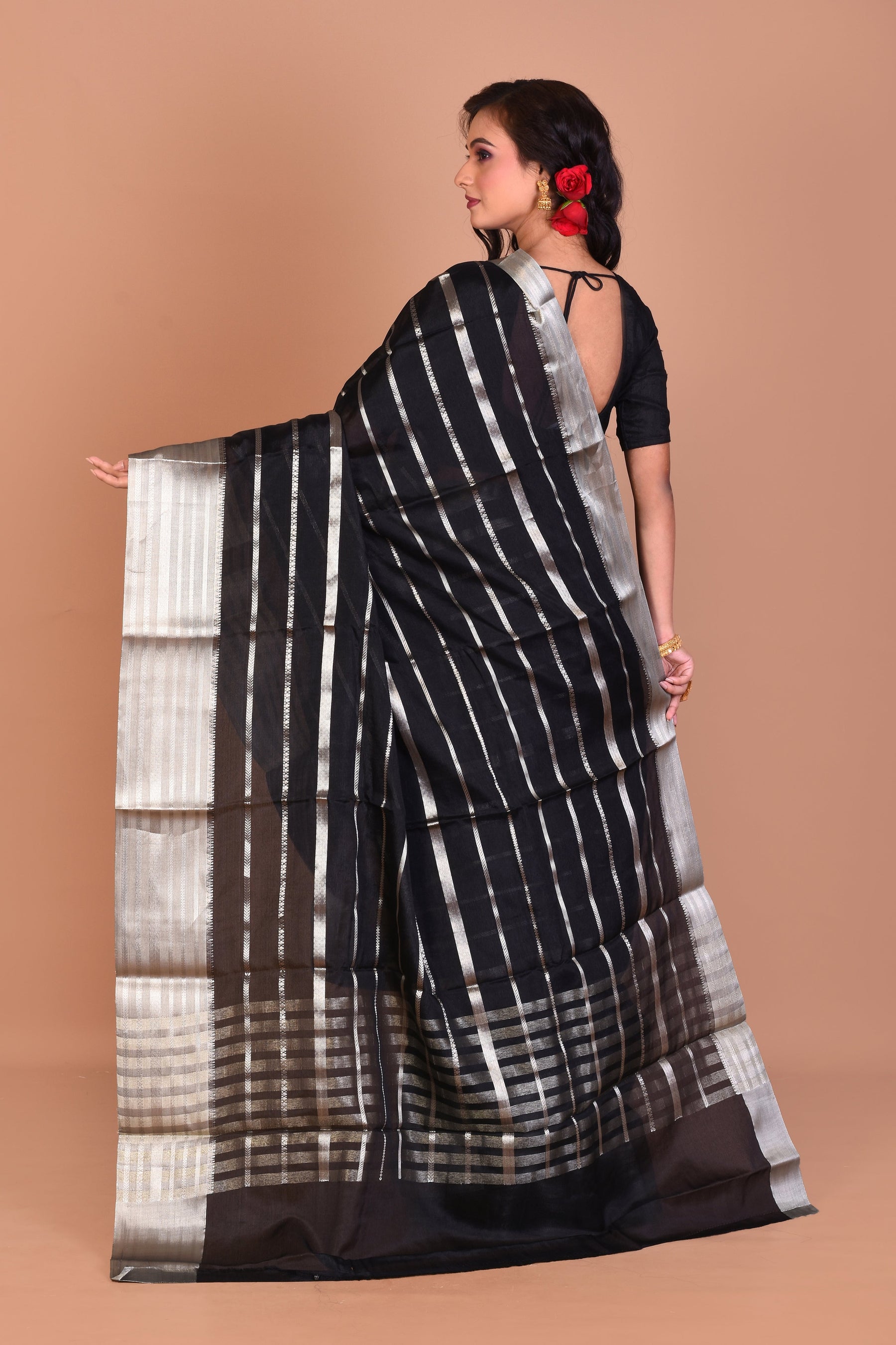 Black Fancy Blended Tissue Saree - Keya Seth Exclusive