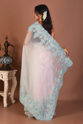 Light Blue Organza Saree - Keya Seth Exclusive