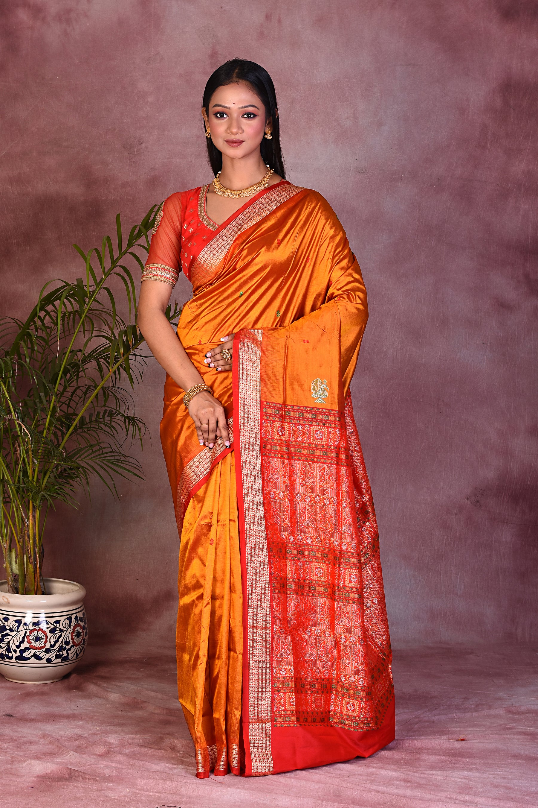 Elegant Chrome Yellow Pure Bomkai Saree - Keya Seth Exclusive