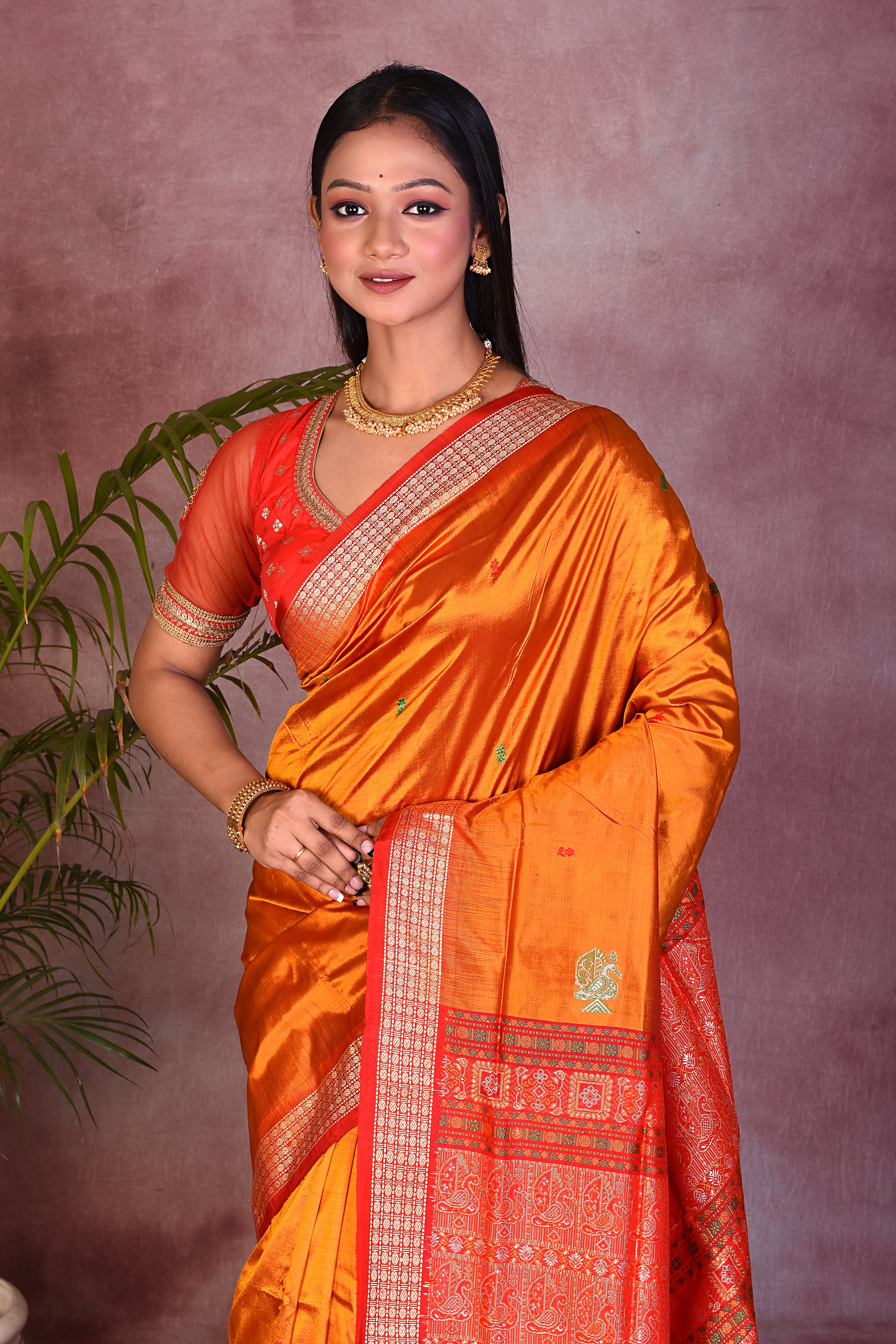 Elegant Chrome Yellow Pure Bomkai Saree - Keya Seth Exclusive