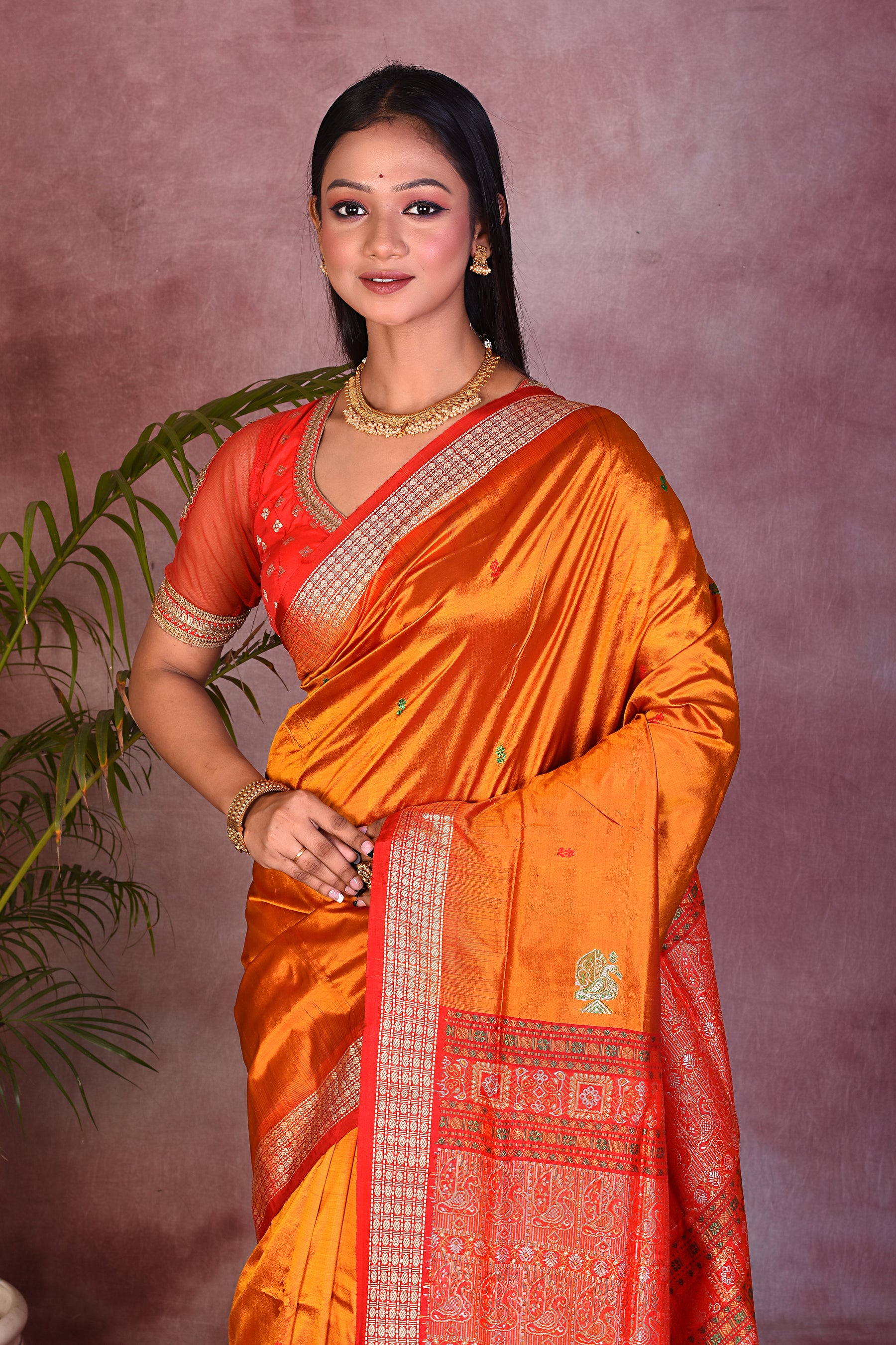 Elegant Chrome Yellow Pure Bomkai Saree - Keya Seth Exclusive