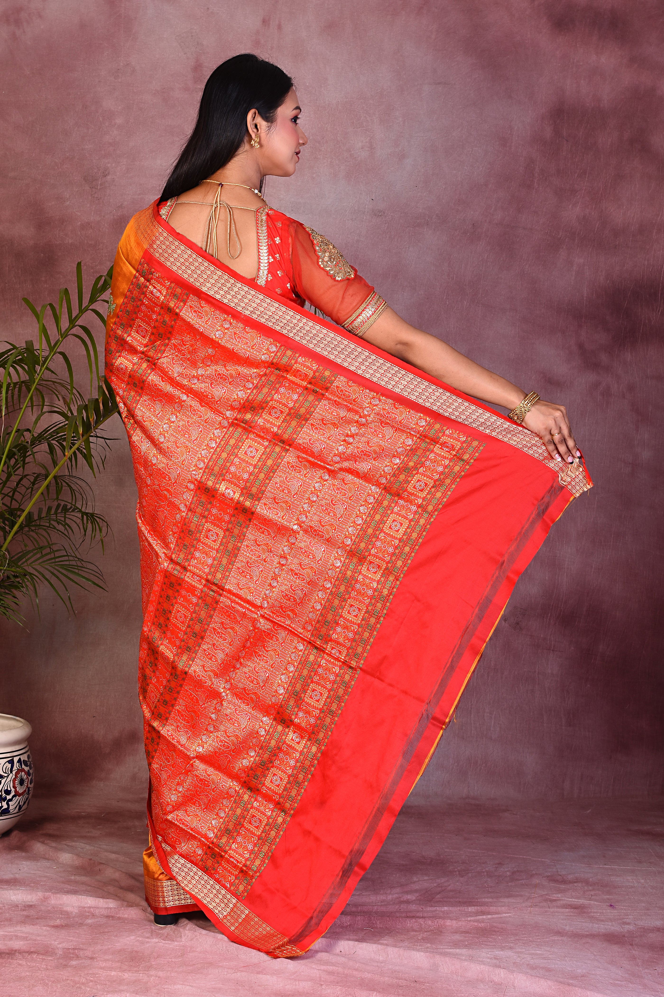 Elegant Chrome Yellow Pure Bomkai Saree - Keya Seth Exclusive