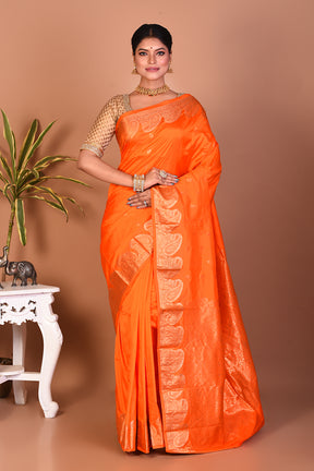 Bright Orange Pure Kanjivaram Saree - Keya Seth Exclusive