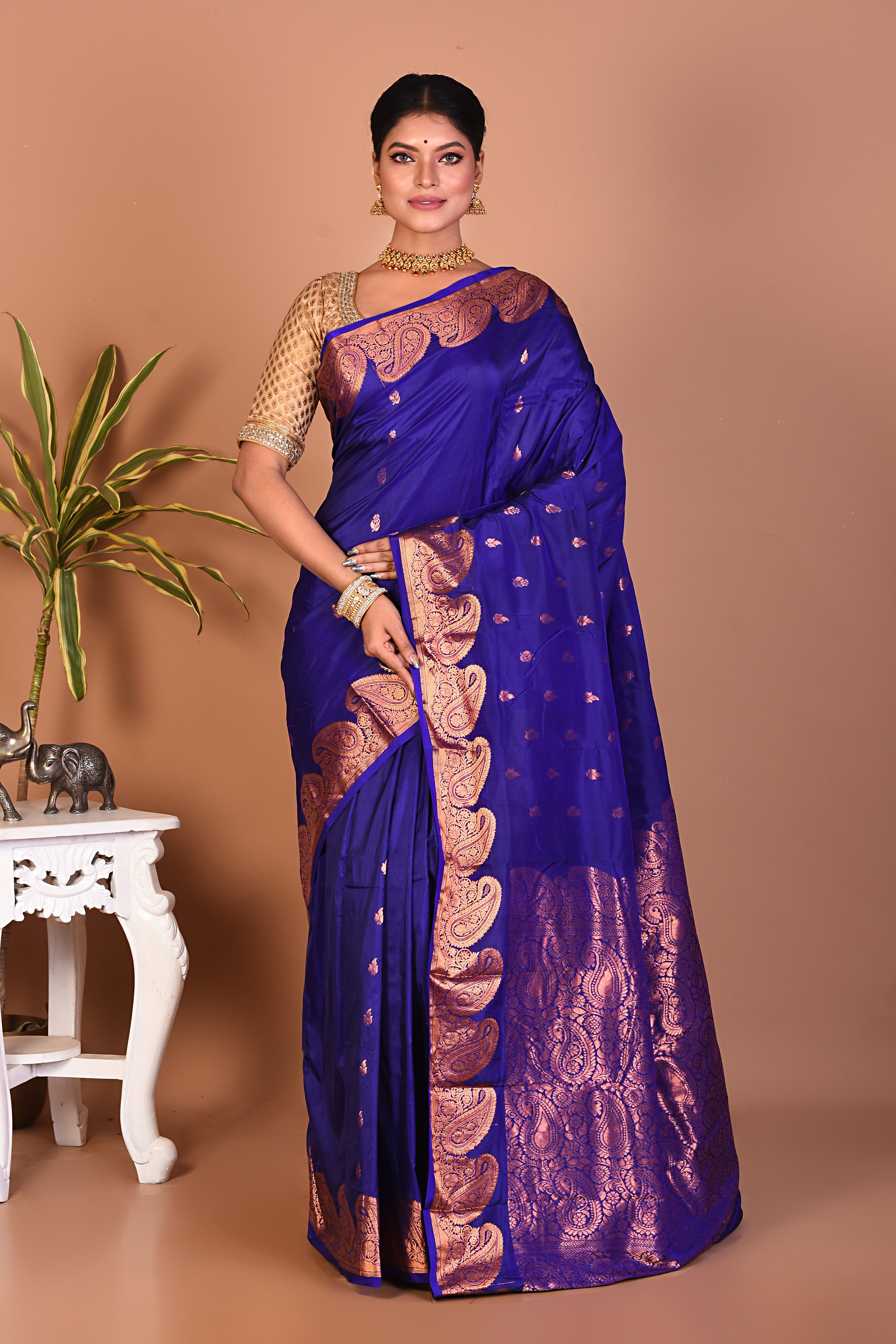 Navy Blue Pure Kanjivaram Saree - Keya Seth Exclusive