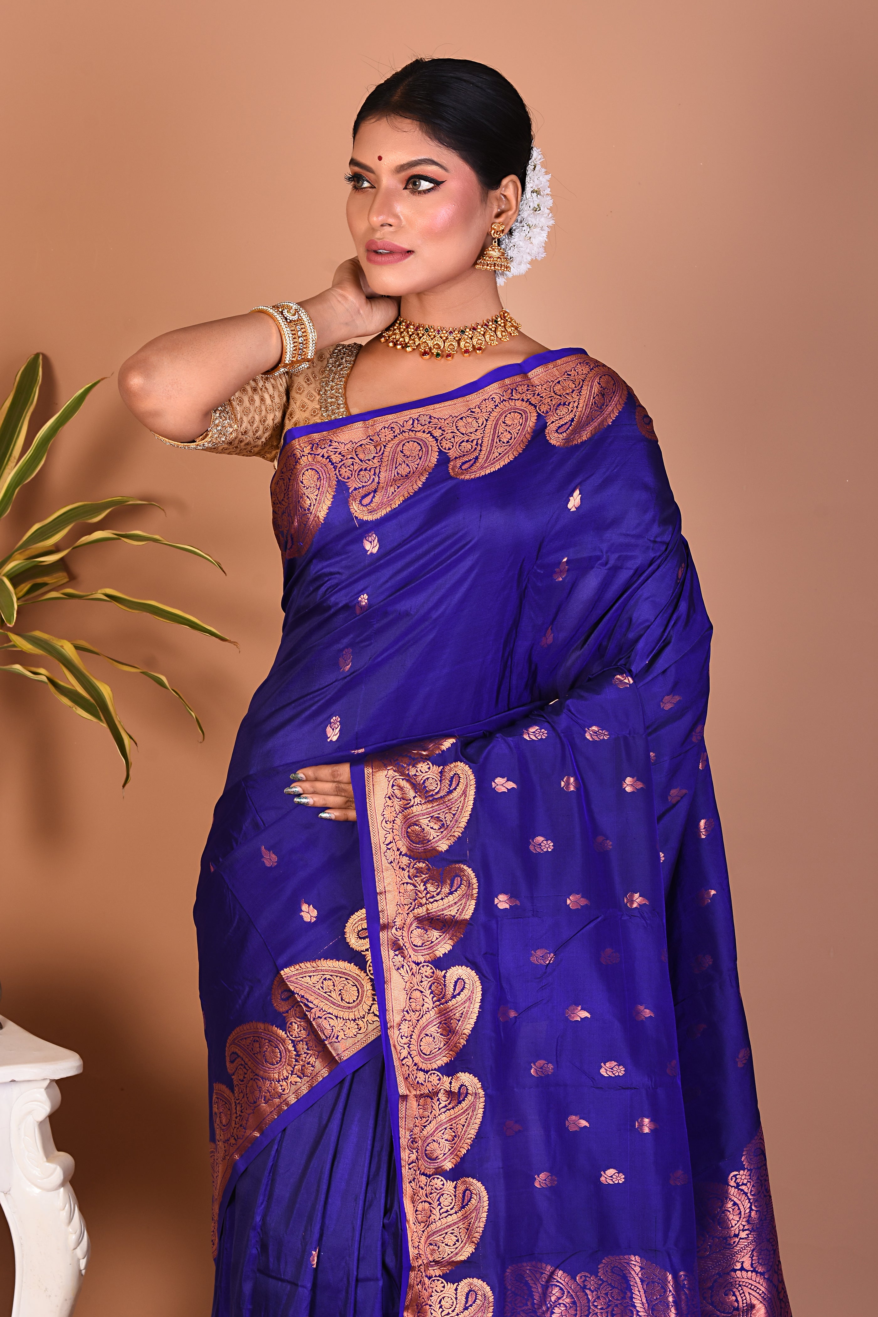 Navy Blue Pure Kanjivaram Saree - Keya Seth Exclusive