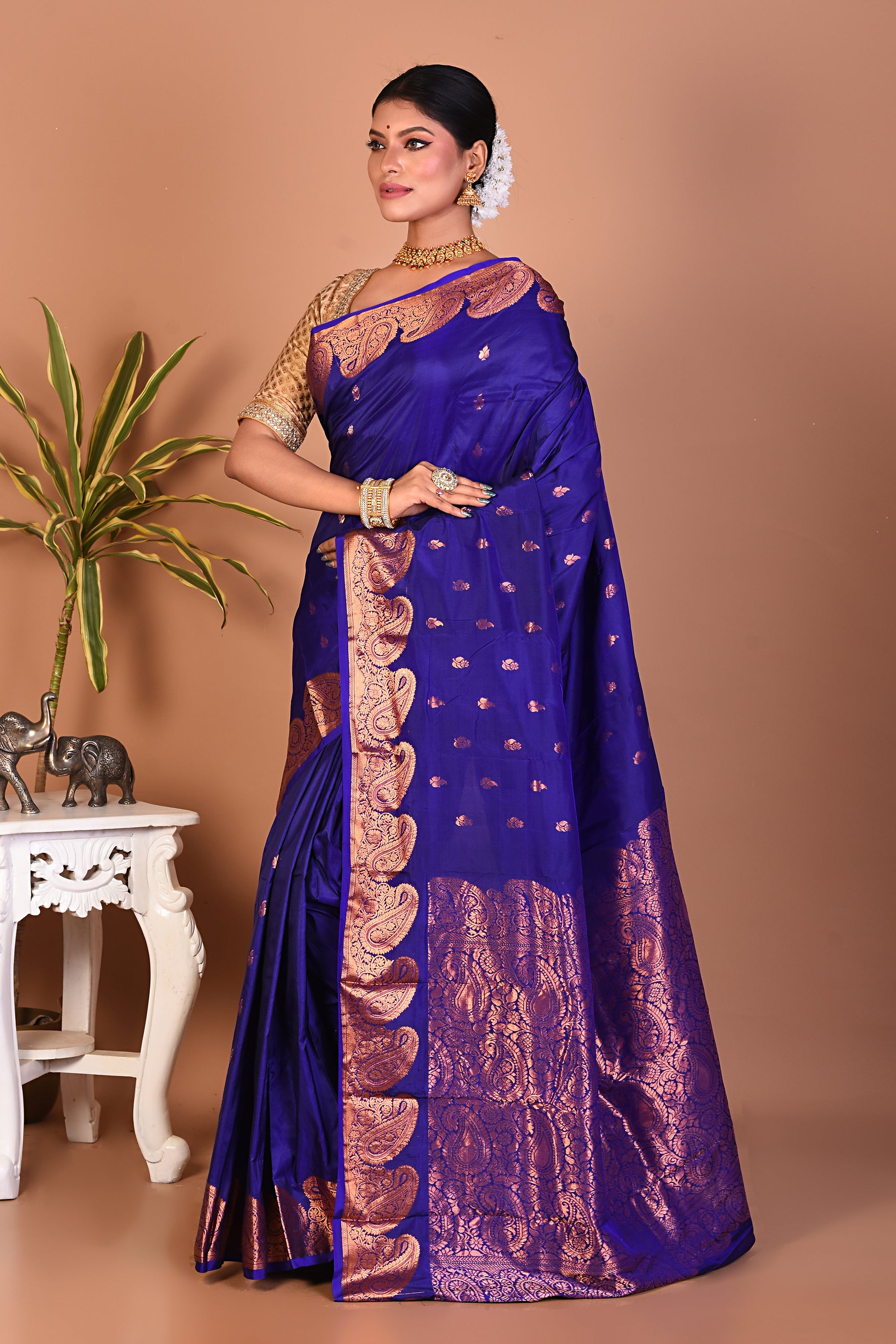 Navy Blue Pure Kanjivaram Saree - Keya Seth Exclusive