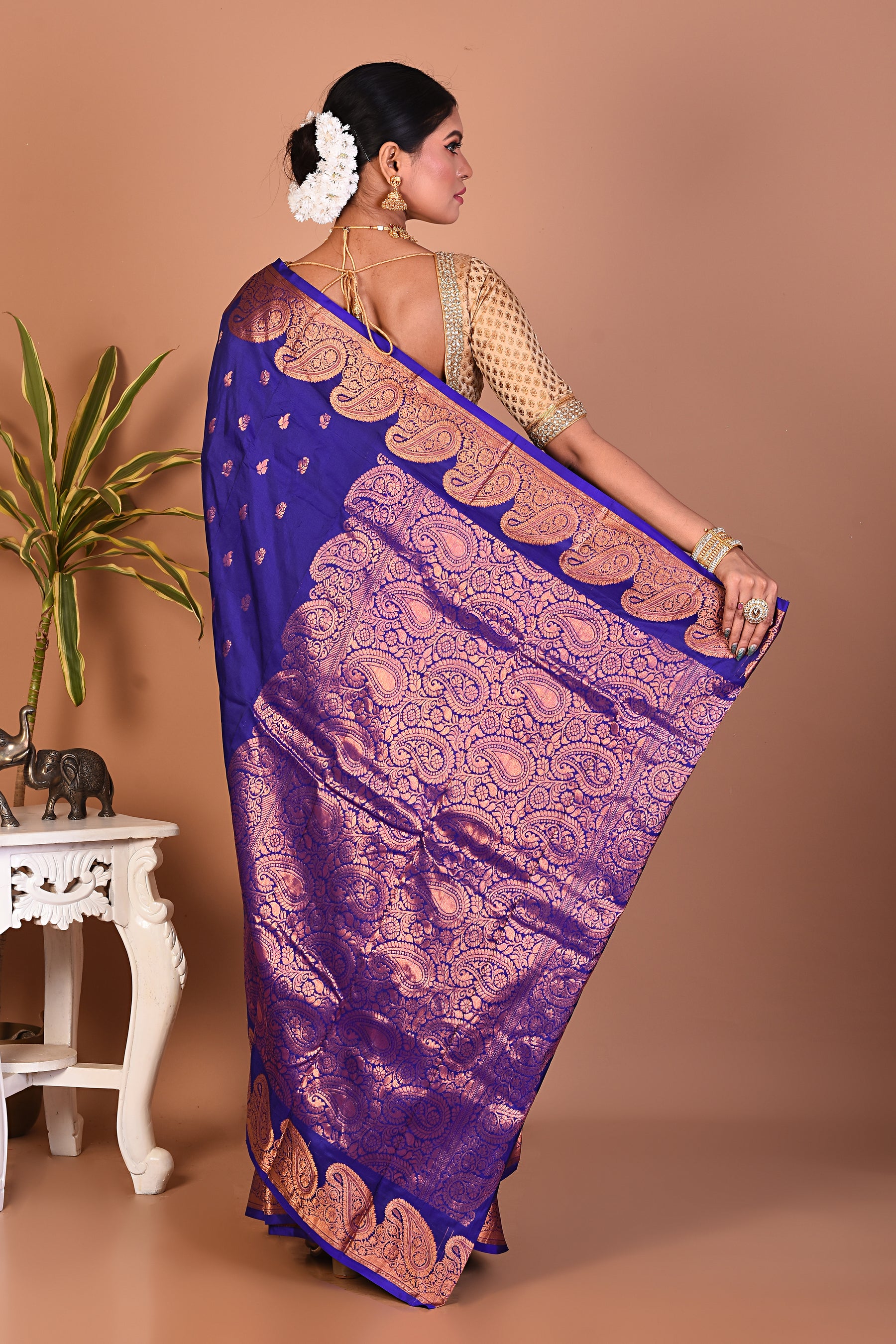 Navy Blue Pure Kanjivaram Saree - Keya Seth Exclusive