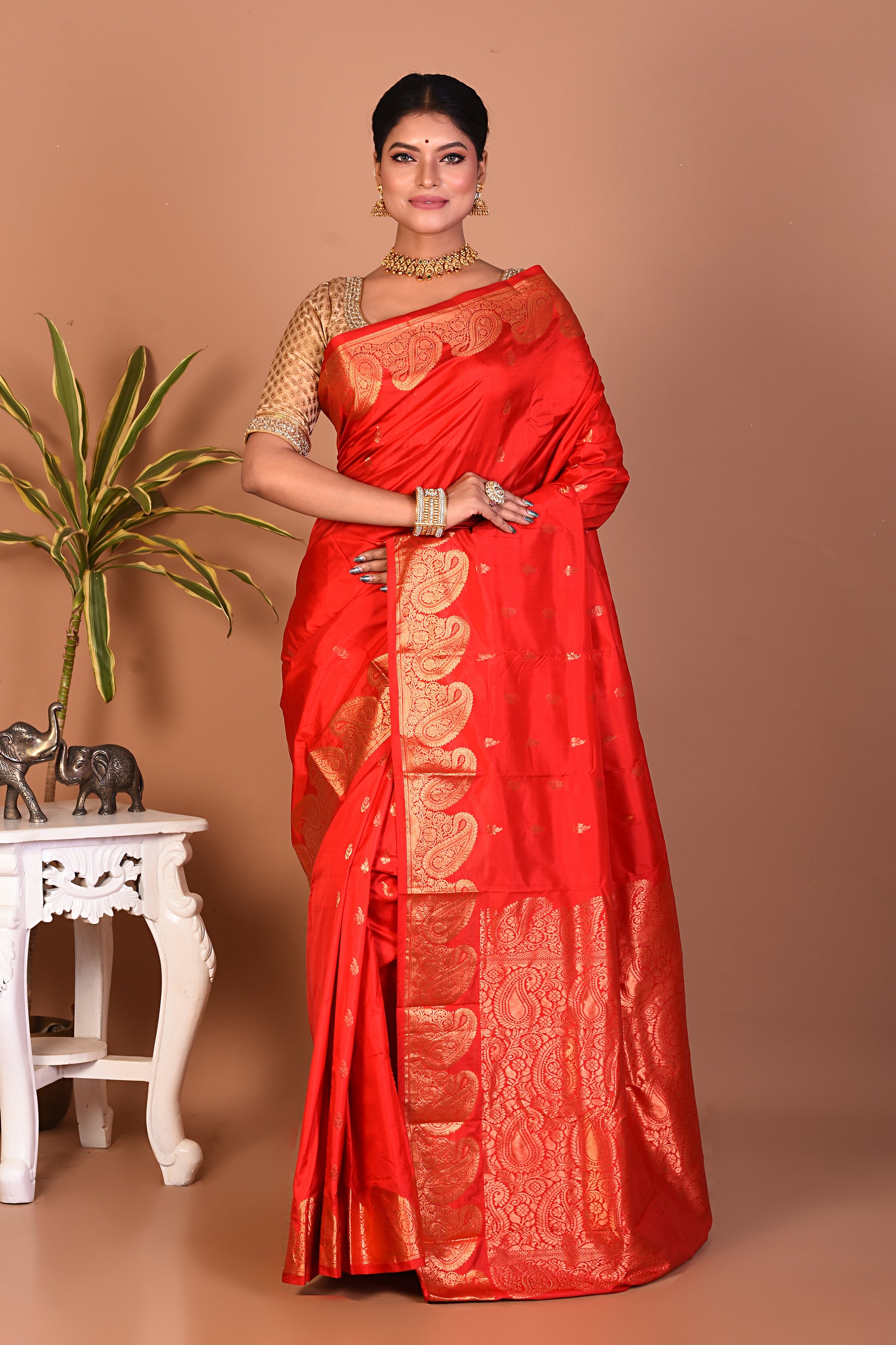 Crimson Red Pure Kanjivaram Saree - Keya Seth Exclusive