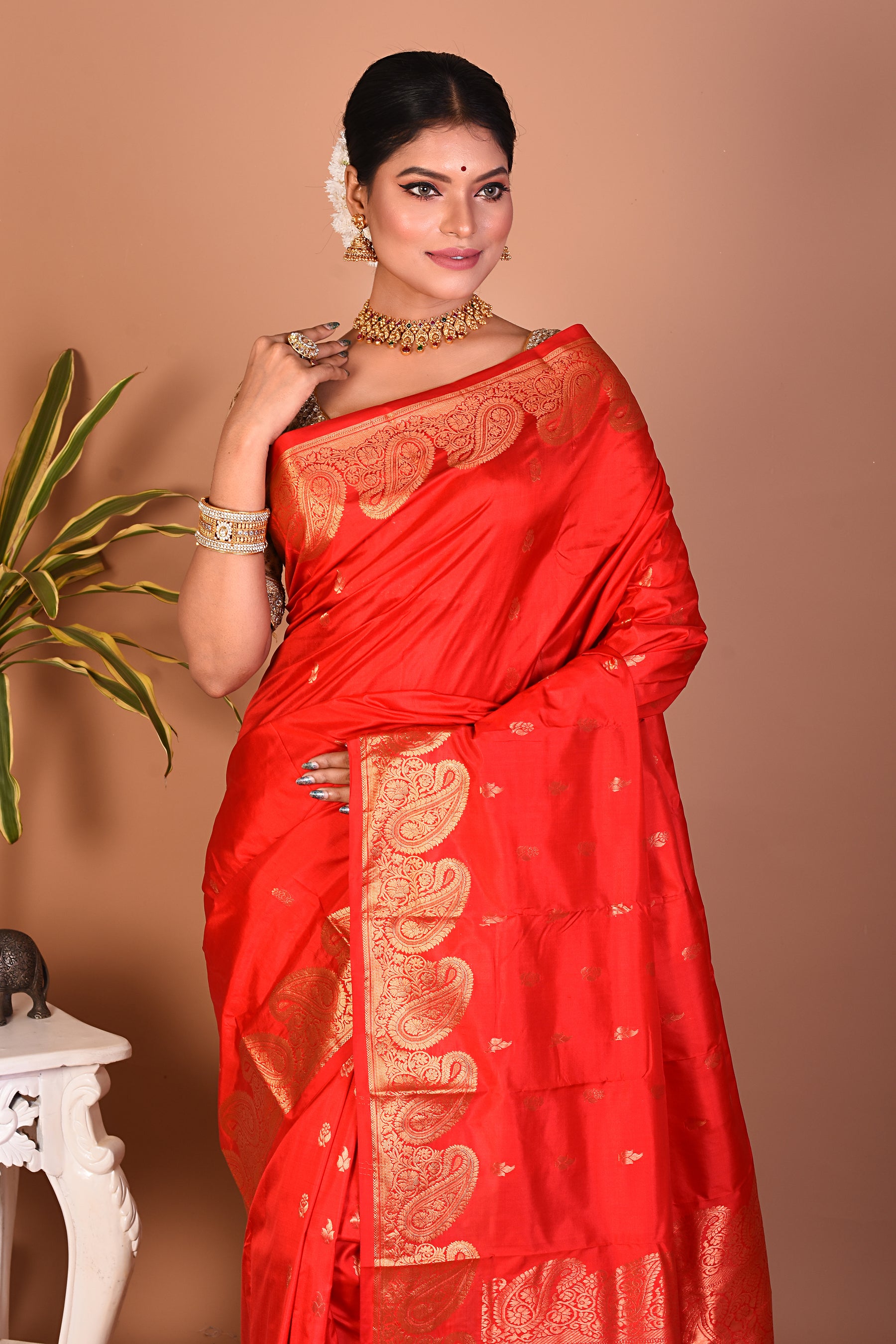 Crimson Red Pure Kanjivaram Saree - Keya Seth Exclusive