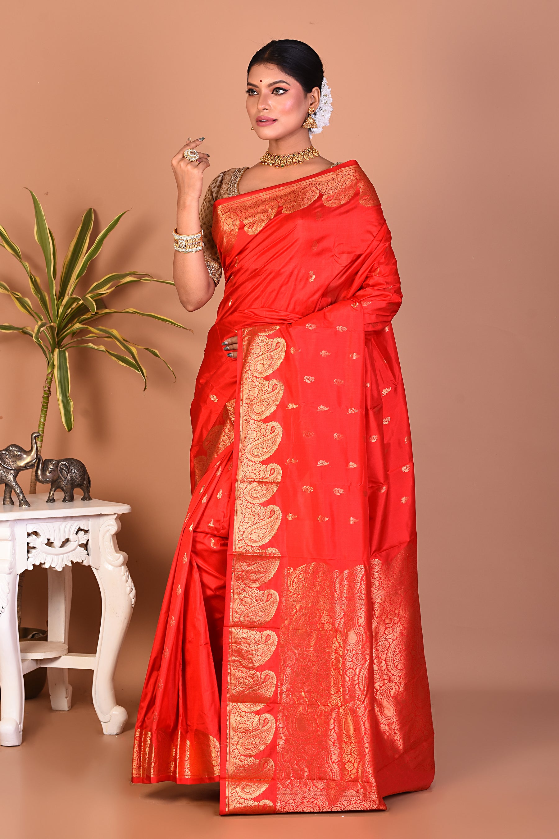 Crimson Red Pure Kanjivaram Saree - Keya Seth Exclusive