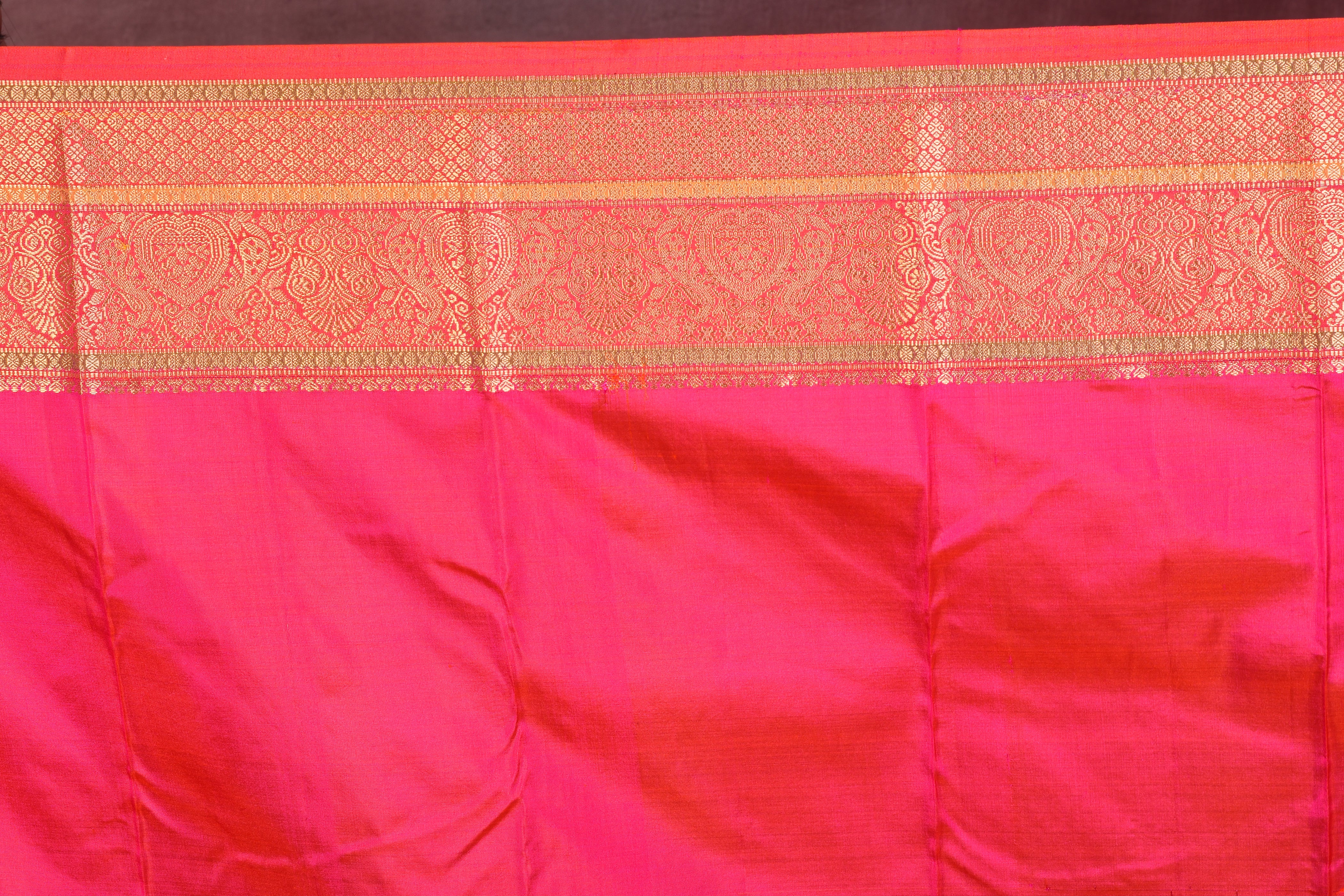 Bottle Green Dual Tone with Red Borders Pure Kanjivaram Saree - Keya Seth Exclusive