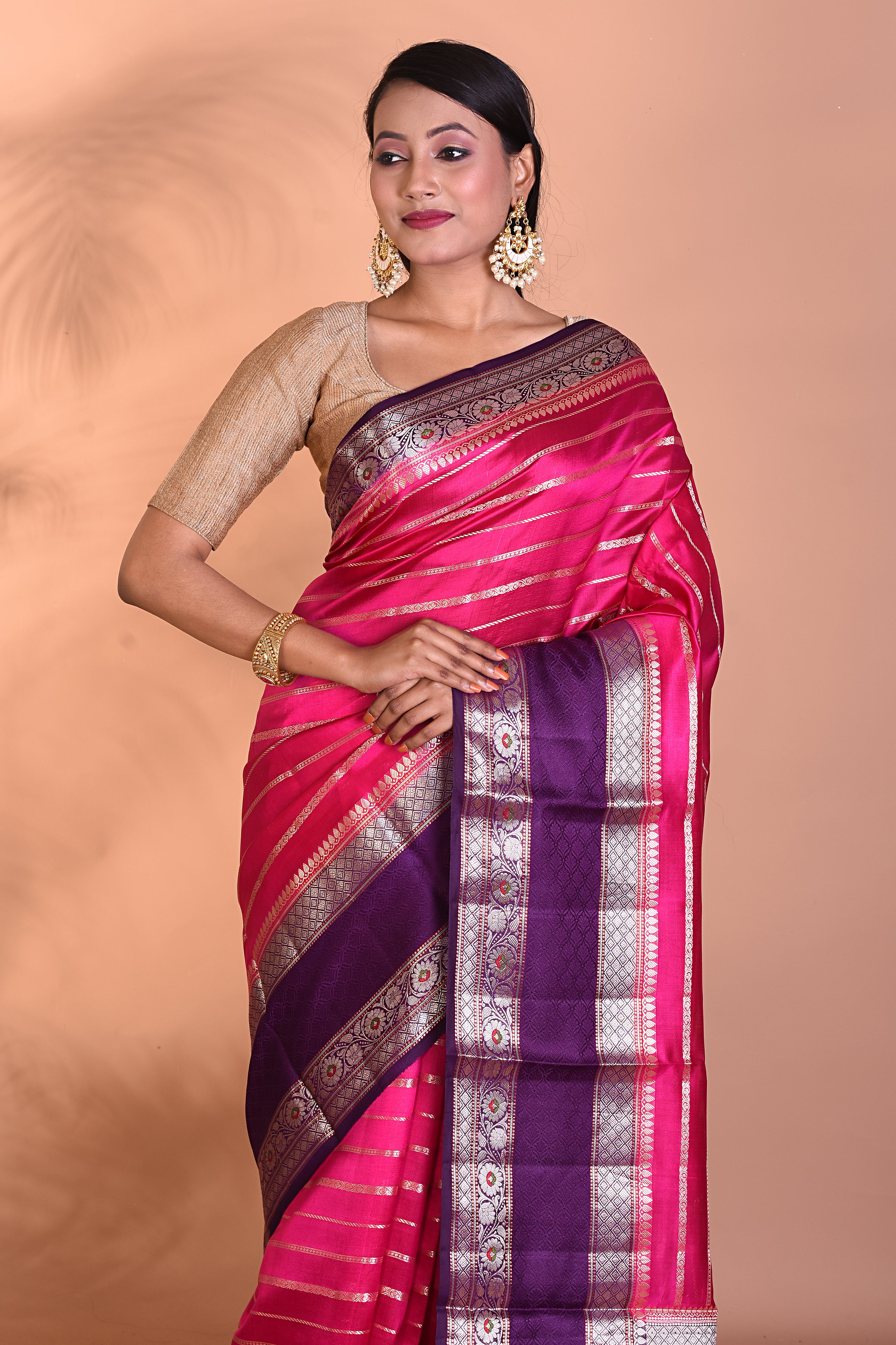 Rani Pure Chiniya Silk Saree - Keya Seth Exclusive