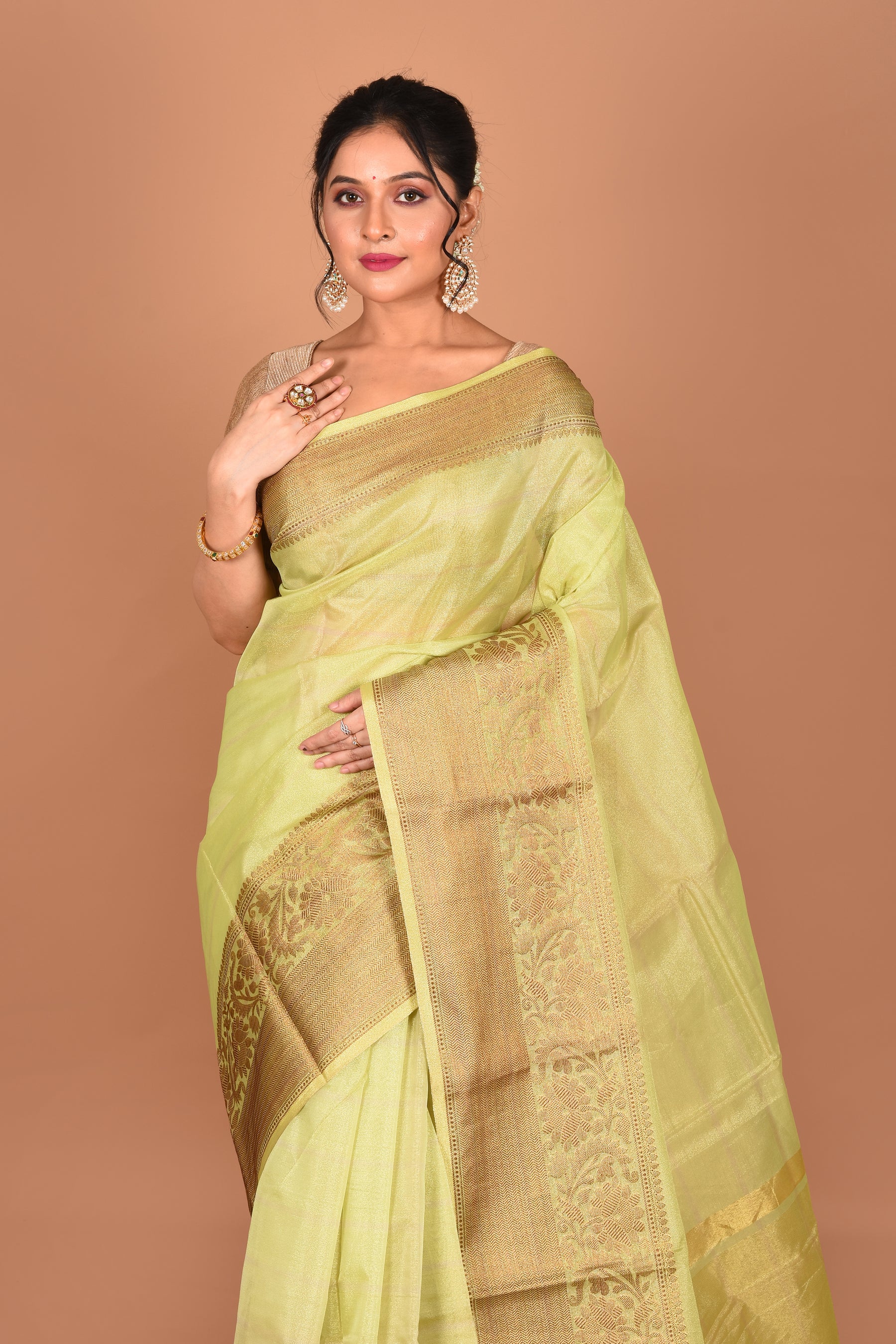 Pesta Green Fancy Blended Tissue Saree - Keya Seth Exclusive