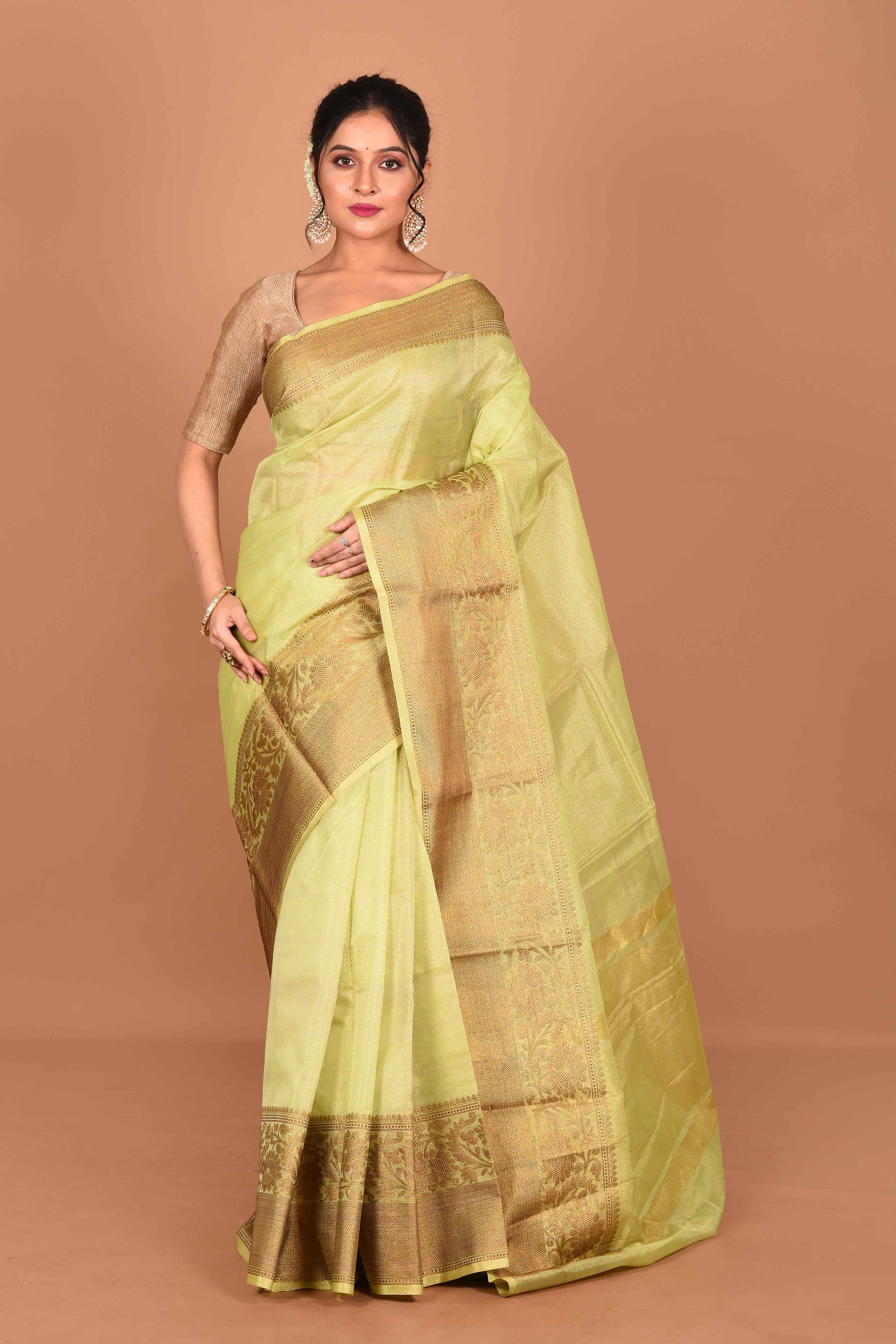 Pesta Green Fancy Blended Tissue Saree - Keya Seth Exclusive