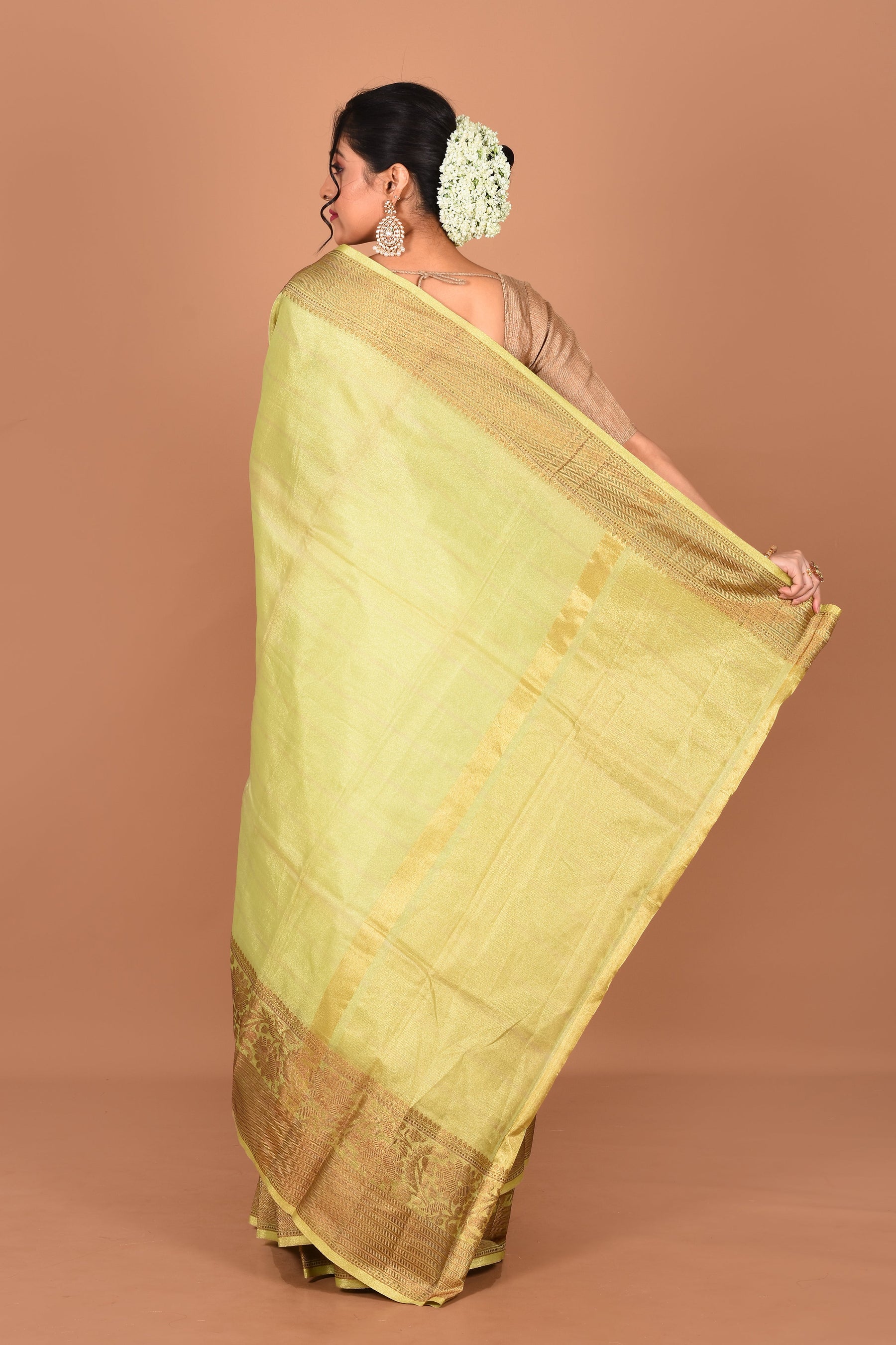 Pesta Green Fancy Blended Tissue Saree - Keya Seth Exclusive