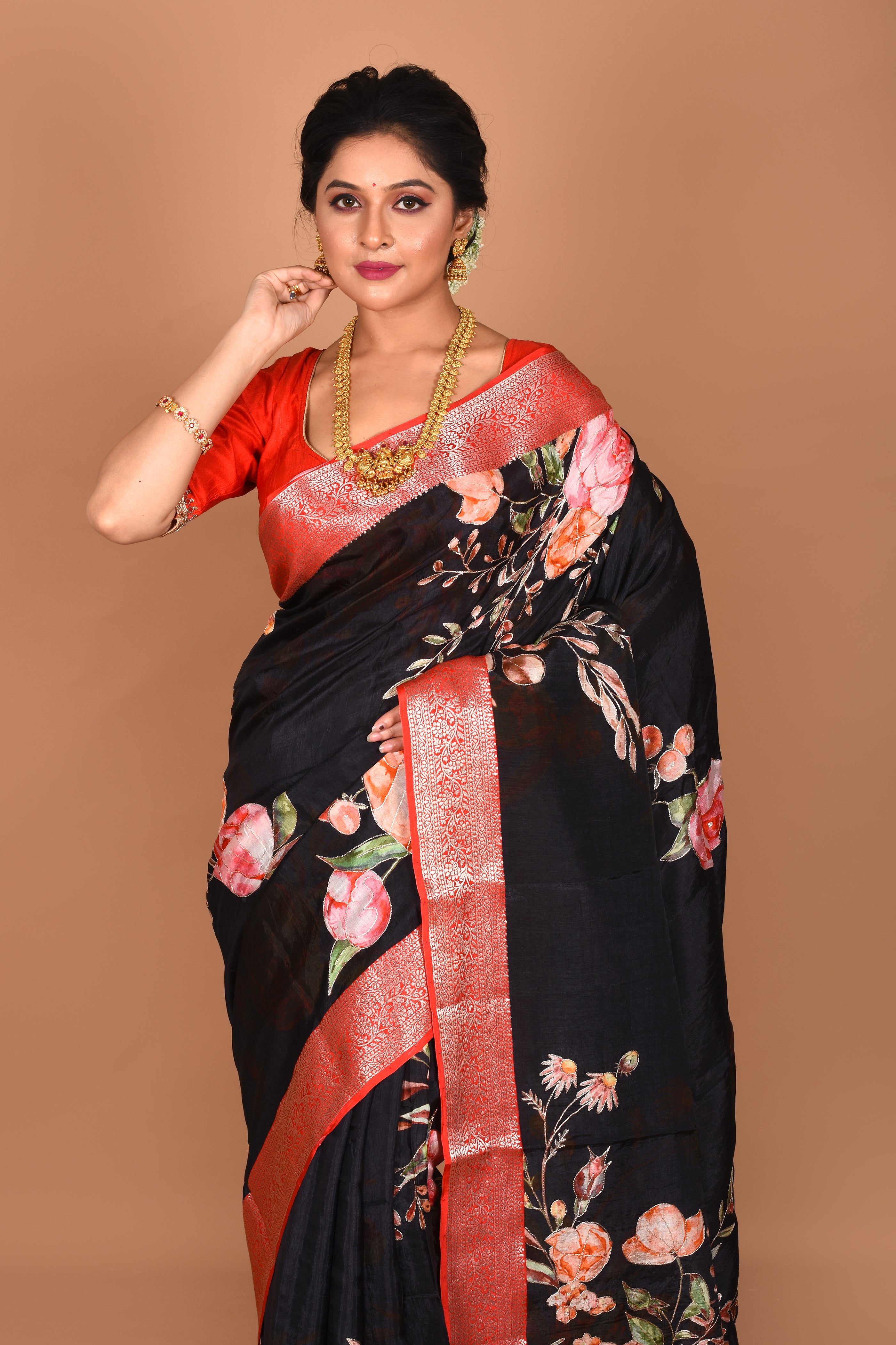 Black Fancy Viscose Saree - Keya Seth Exclusive