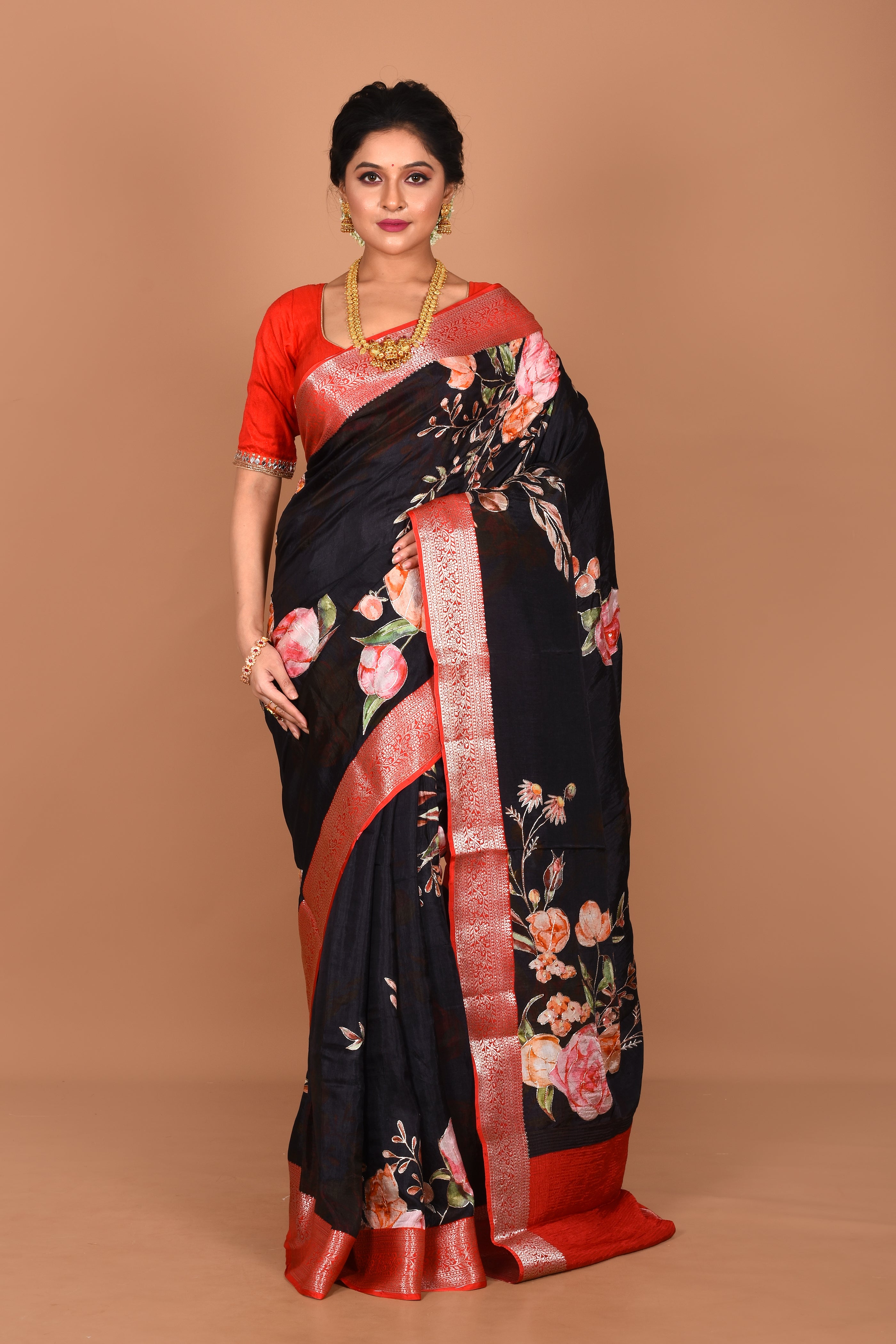 Black Fancy Viscose Saree - Keya Seth Exclusive