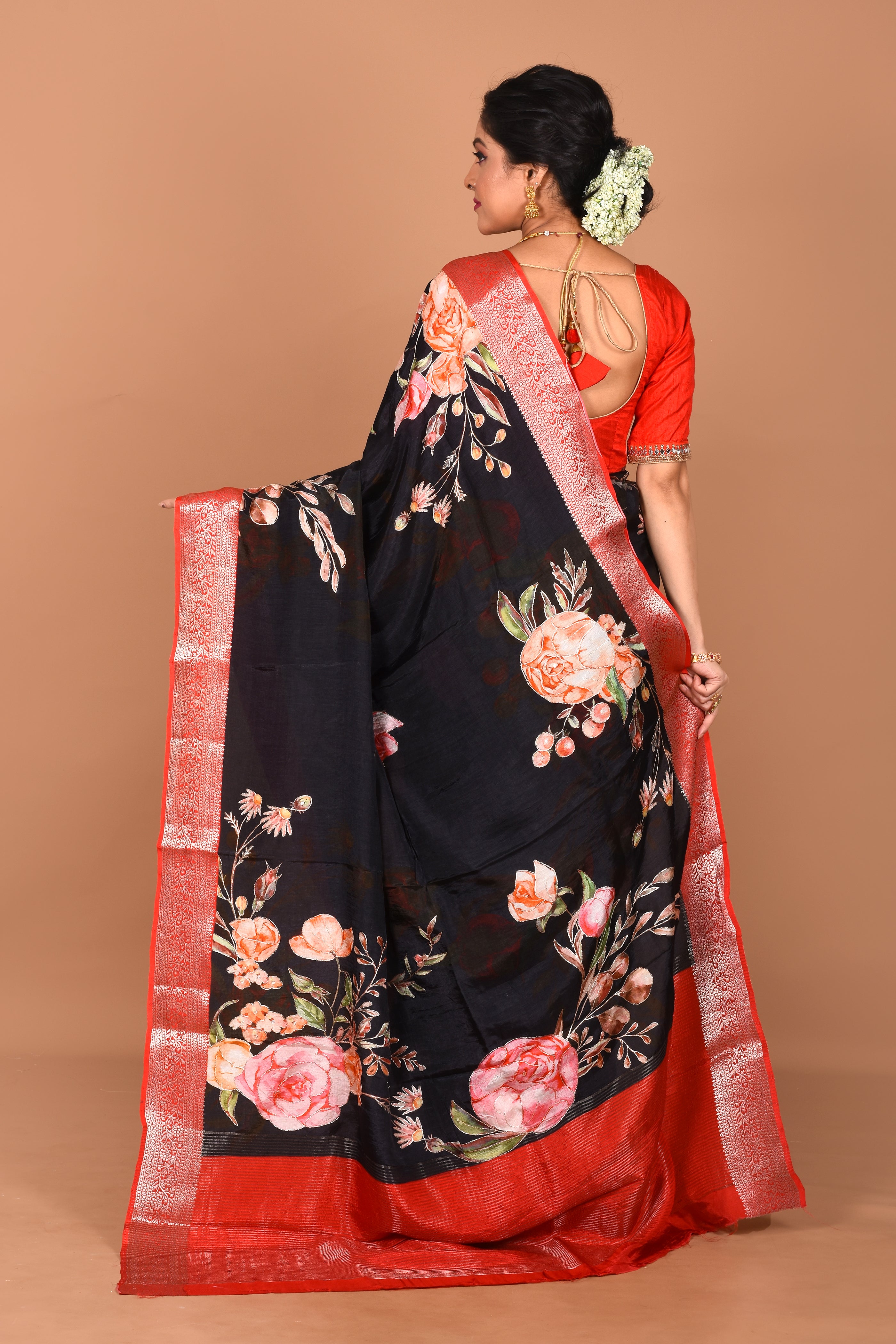 Black Fancy Viscose Saree - Keya Seth Exclusive