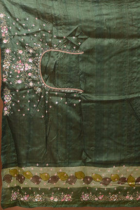 Green Printed Pure Silk Saree - Keya Seth Exclusive