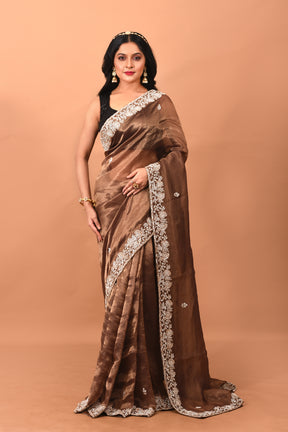 Brown Jimmy Choo Saree - Keya Seth Exclusive