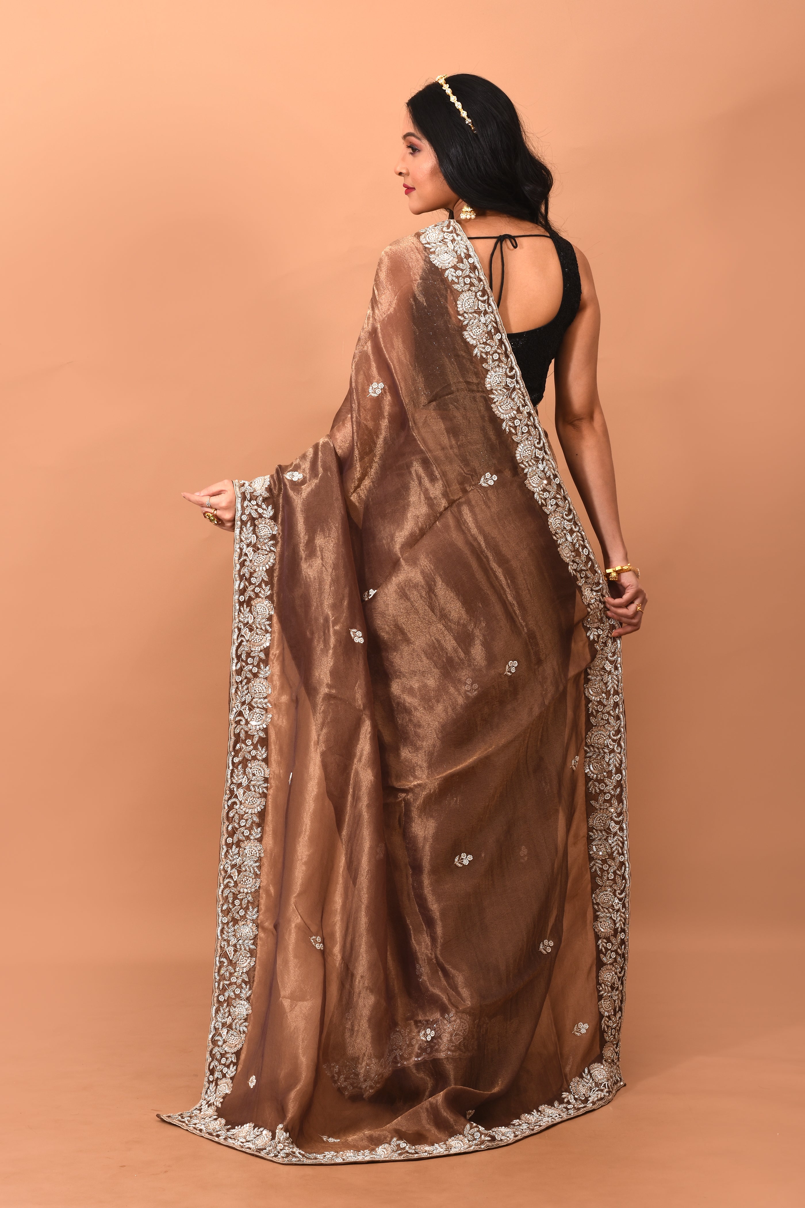 Brown Jimmy Choo Saree - Keya Seth Exclusive