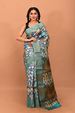 Load image into Gallery viewer, Light Blue Viscose Printed Silk Saree - Keya Seth Exclusive
