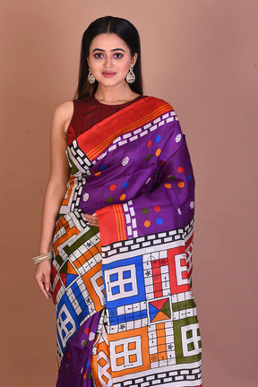 Purple Printed Silk Saree - Keya Seth Exclusive