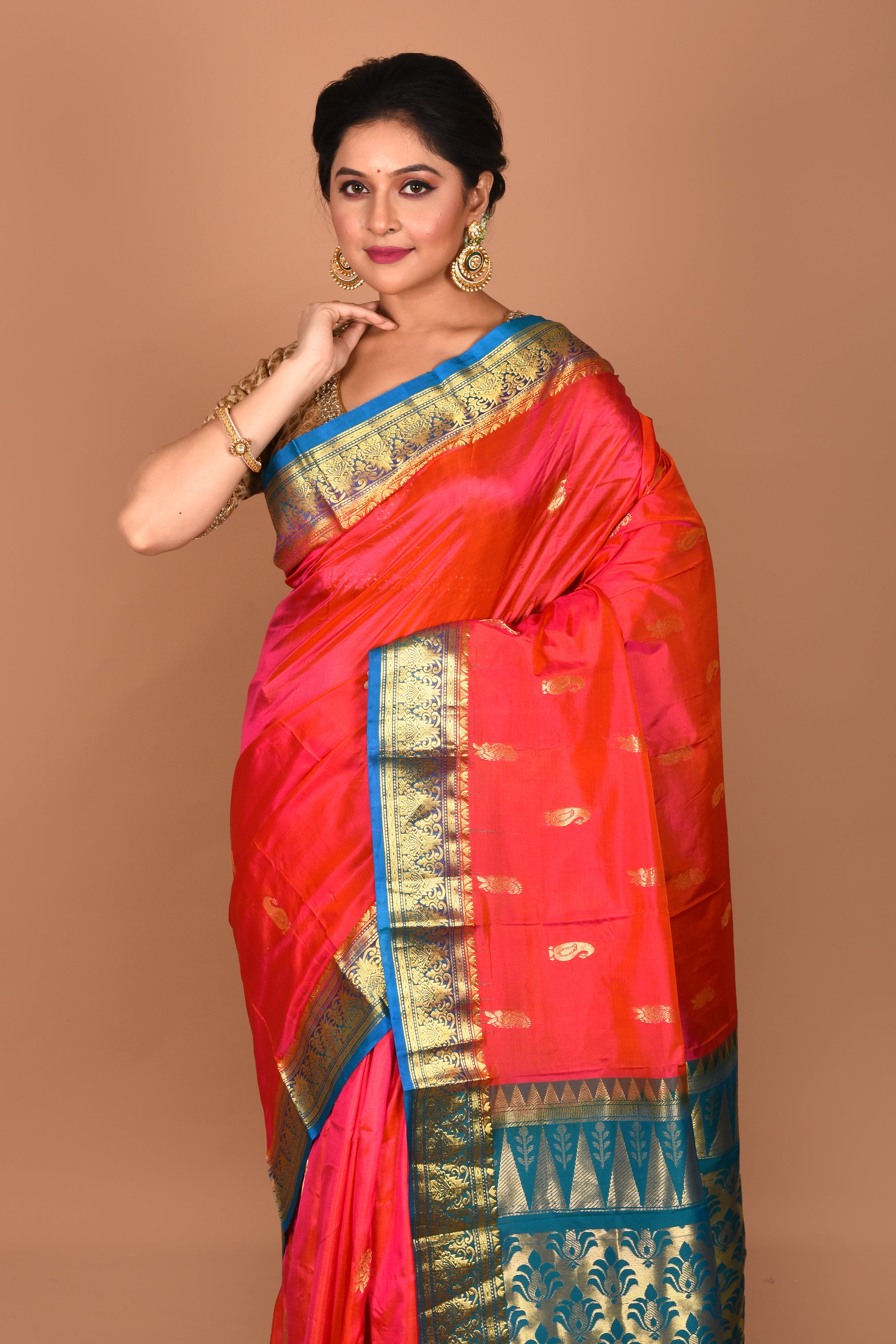 Dual Tone Pink Pure Kanjivaram Saree - Keya Seth Exclusive