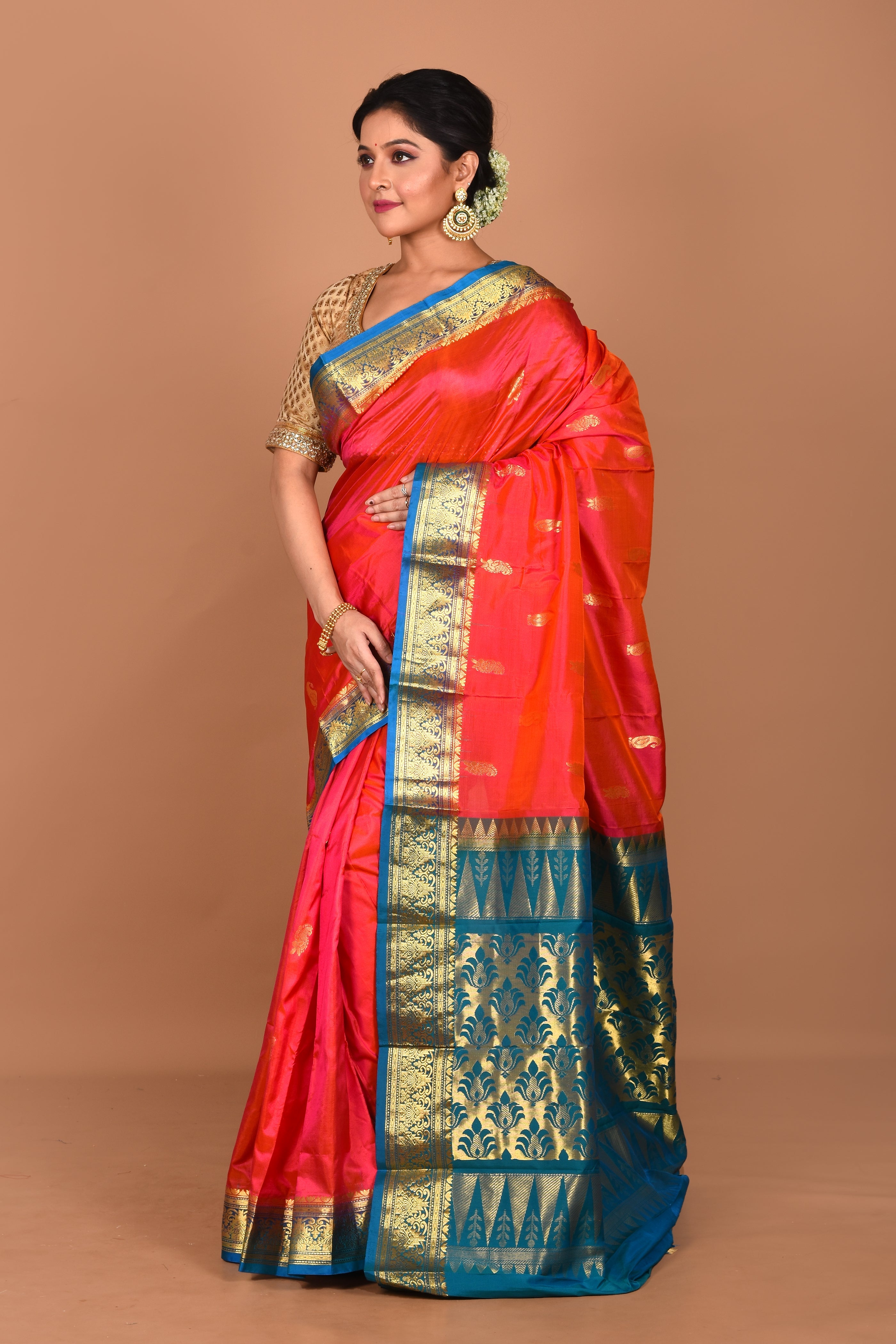 Dual Tone Pink Pure Kanjivaram Saree - Keya Seth Exclusive