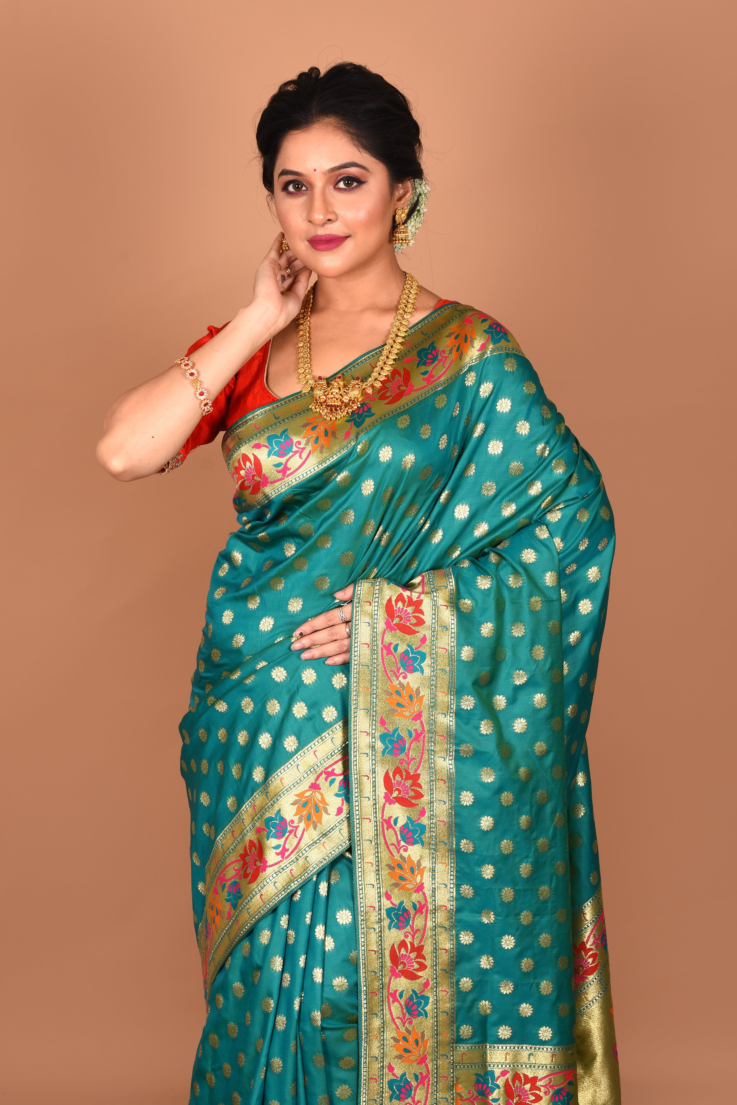 Rama Green Blended Paithani Saree - Keya Seth Exclusive