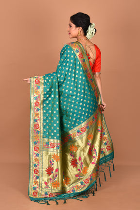 Rama Green Blended Paithani Saree - Keya Seth Exclusive