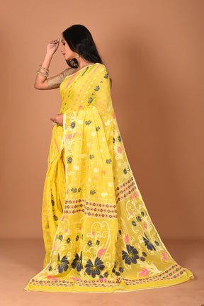 Bright Yellow Jamdani Saree - Keya Seth Exclusive