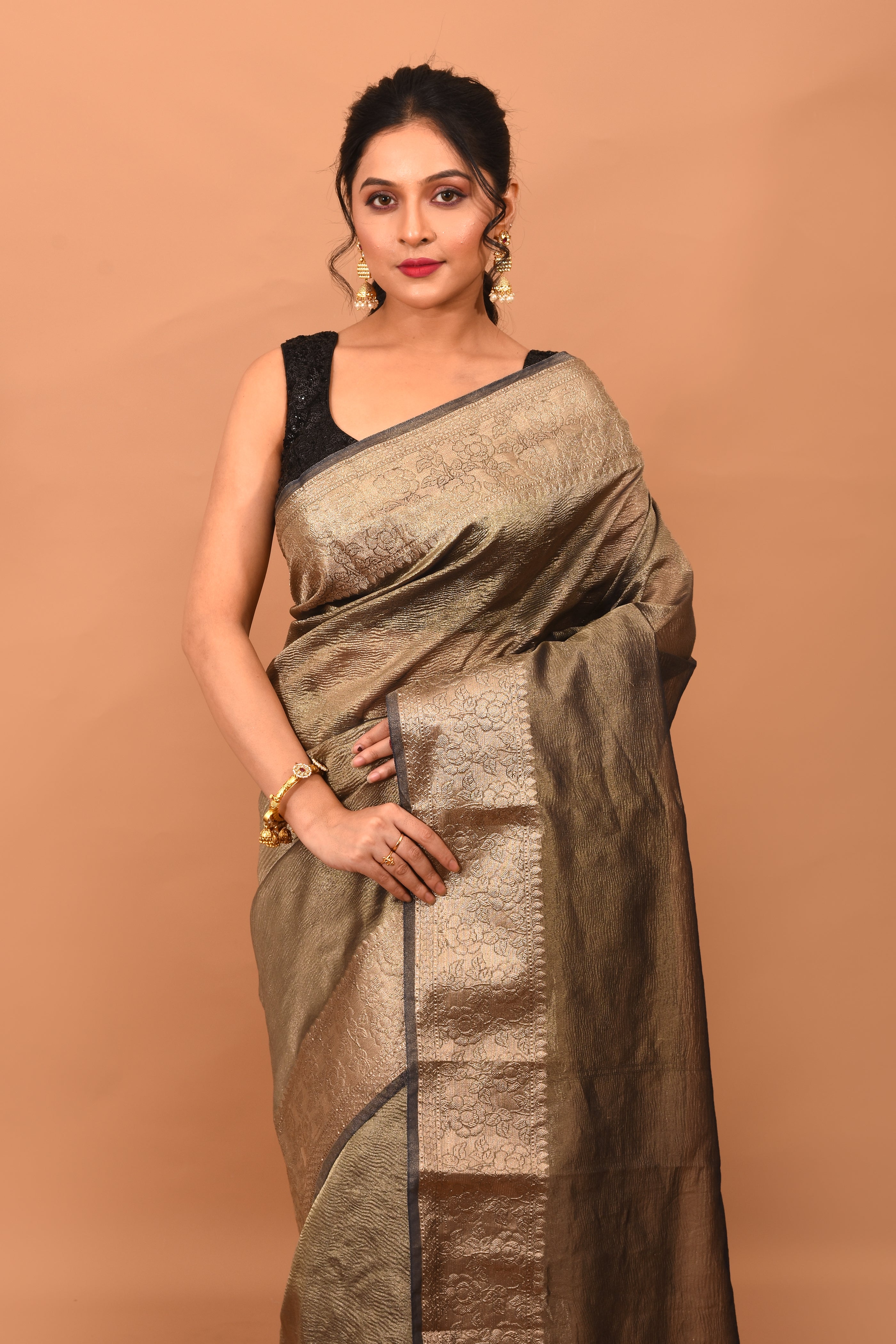 Olive Green Fancy Blended Tissue Saree - Keya Seth Exclusive