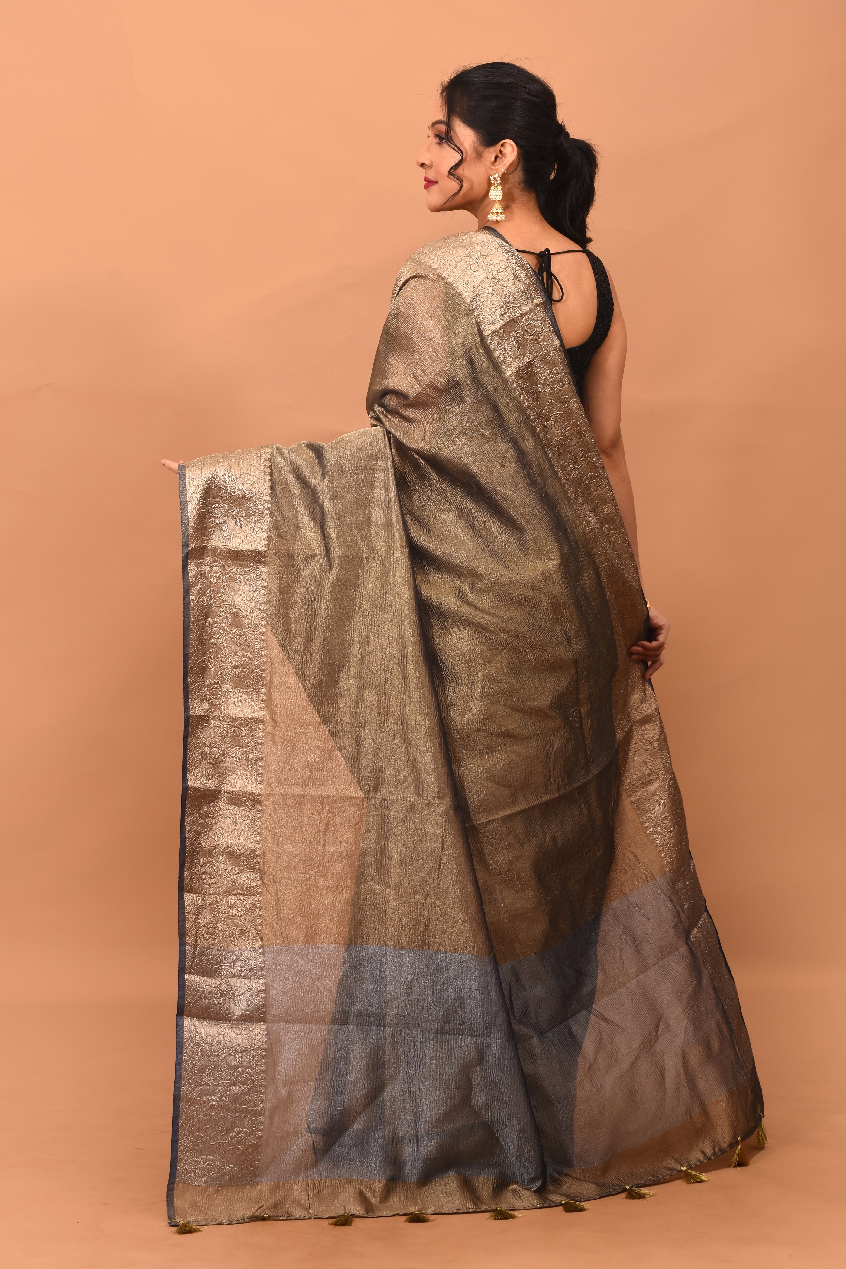 Olive Green Fancy Blended Tissue Saree - Keya Seth Exclusive