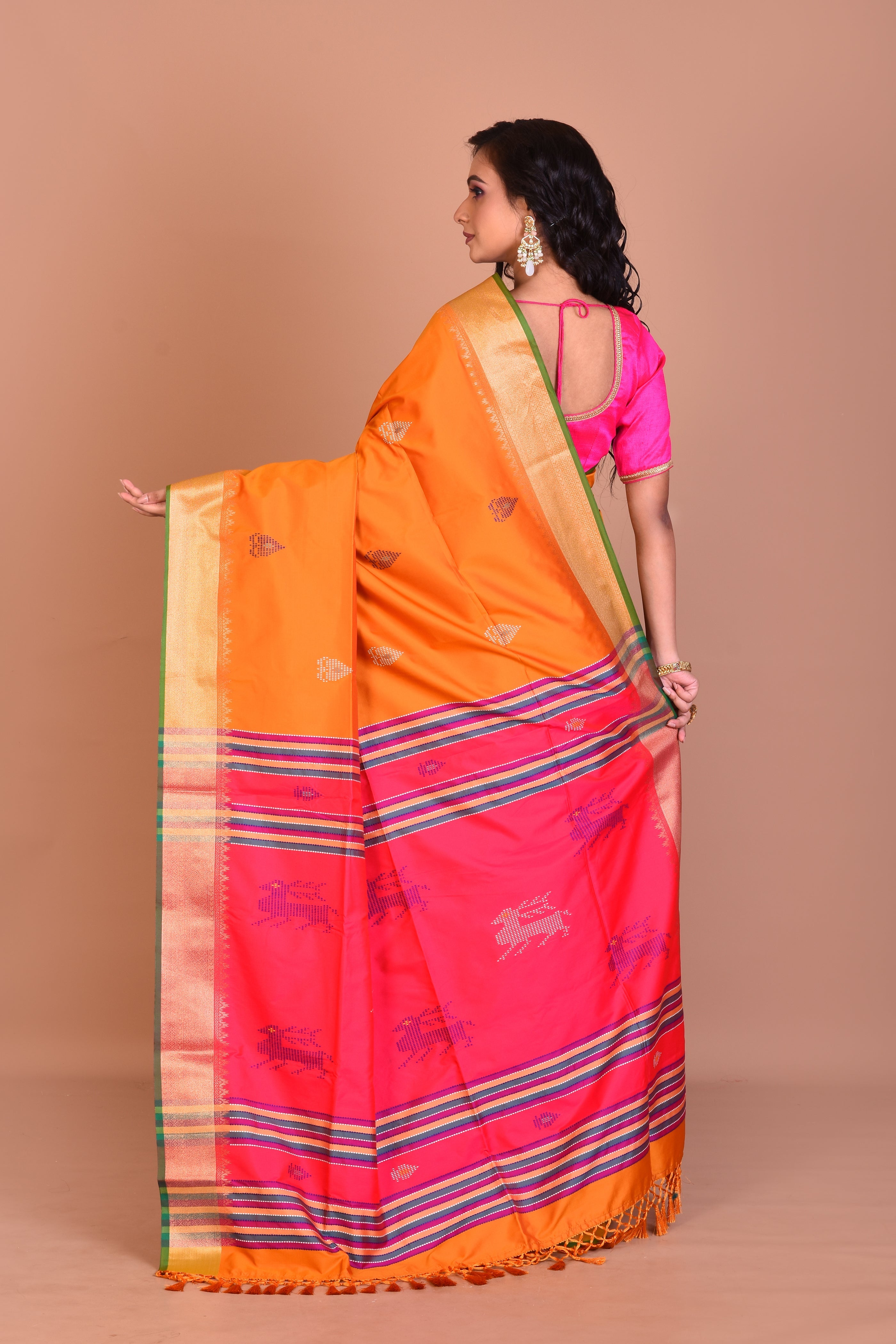 Mustard Blended Silk Saree with Blouse Piece - Keya Seth Exclusive