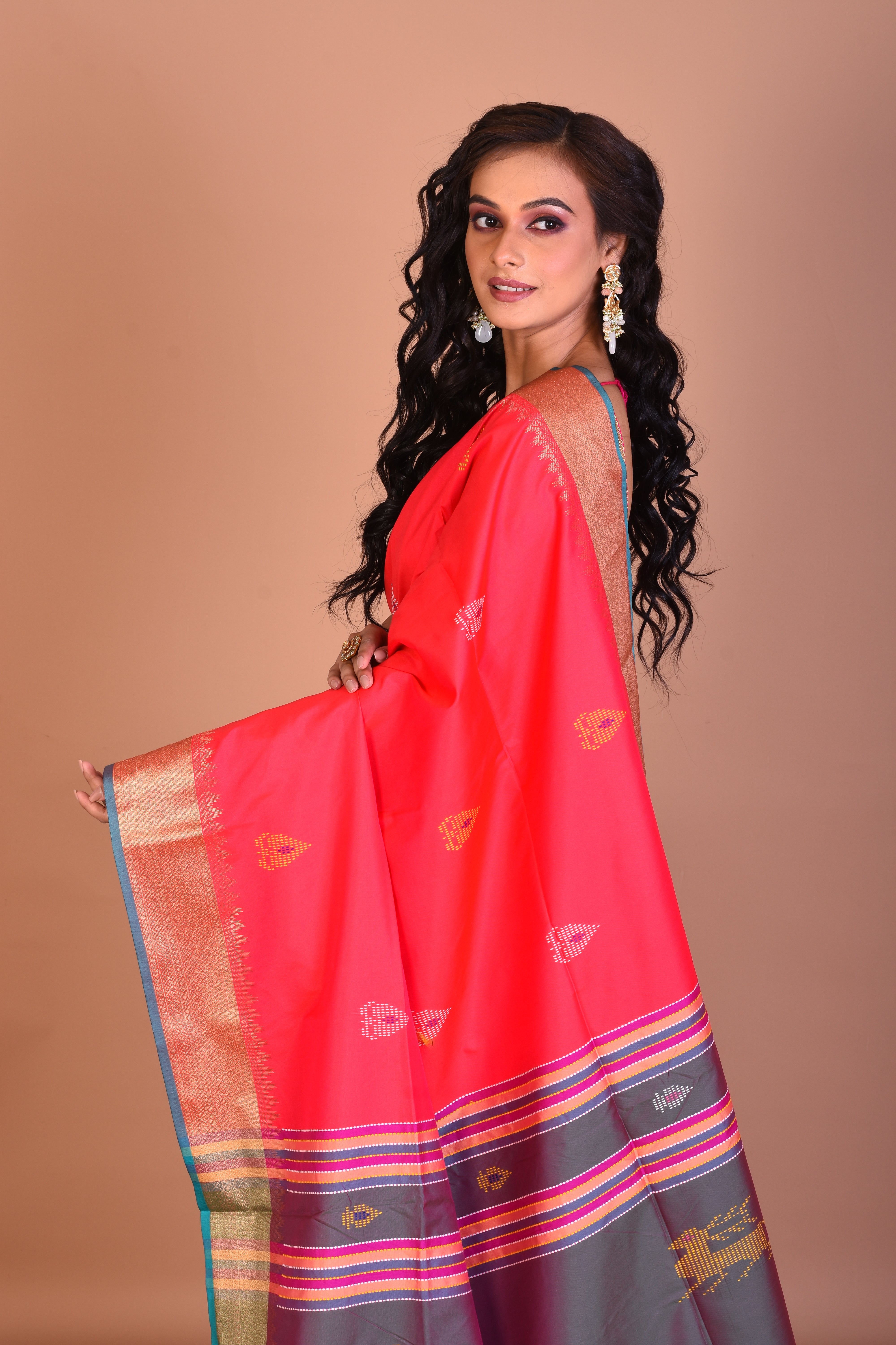 Deep Pink Blended Silk Saree with Blouse Piece - Keya Seth Exclusive