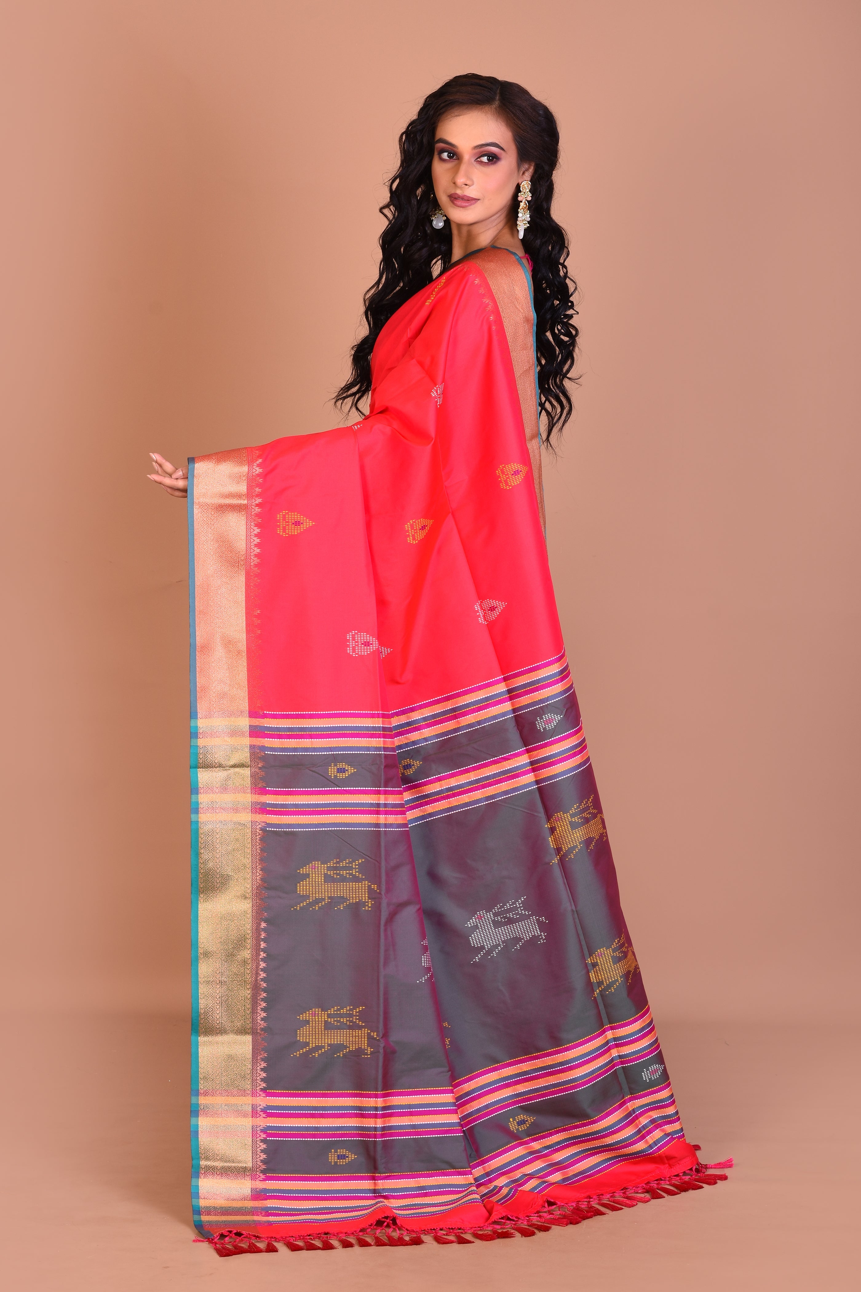 Deep Pink Blended Silk Saree with Blouse Piece - Keya Seth Exclusive